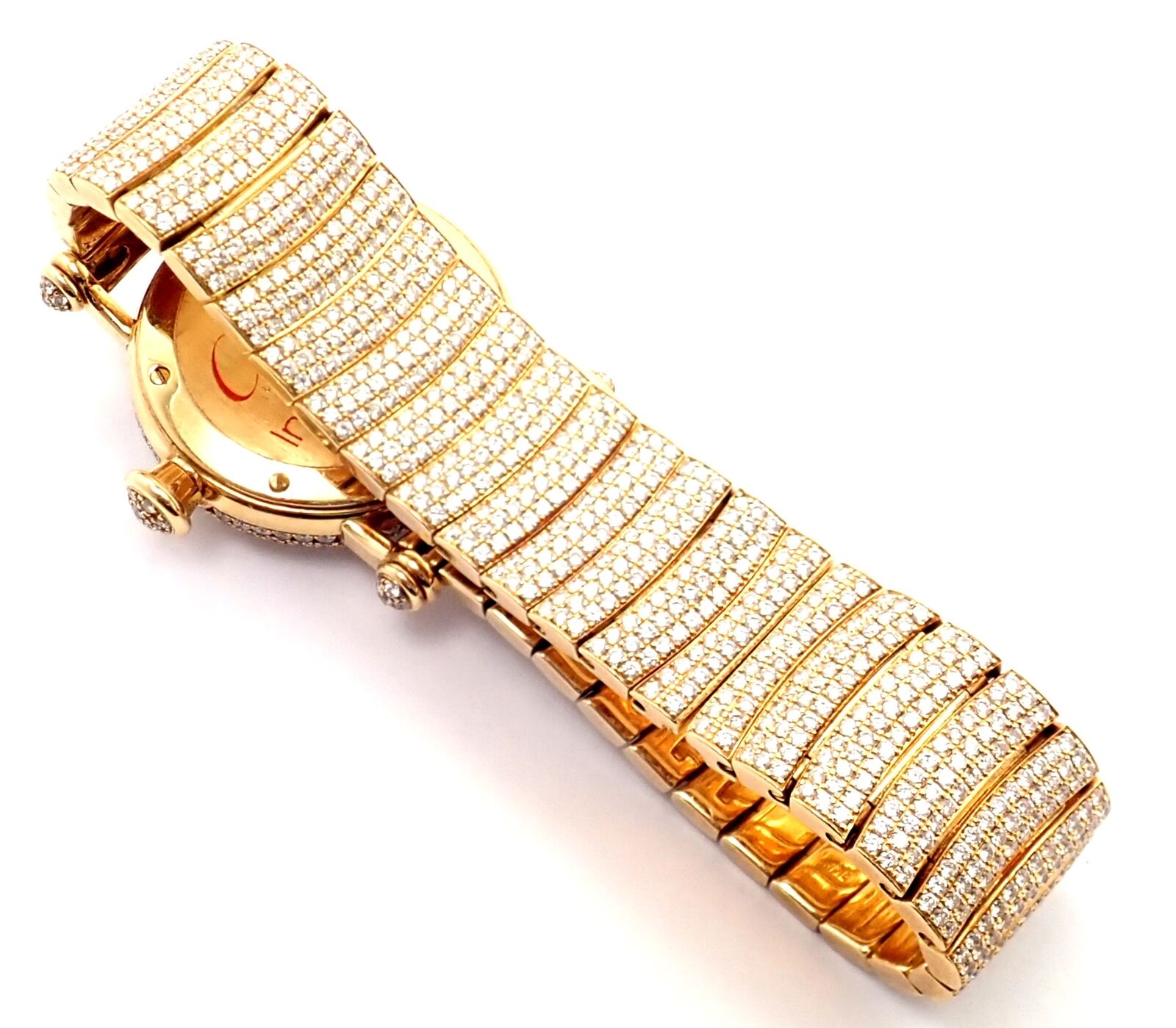 Authentic! Cartier Diabolo Pave 15ct Diamond 18k Yellow Gold Quartz Watch 1450 | Fortrove