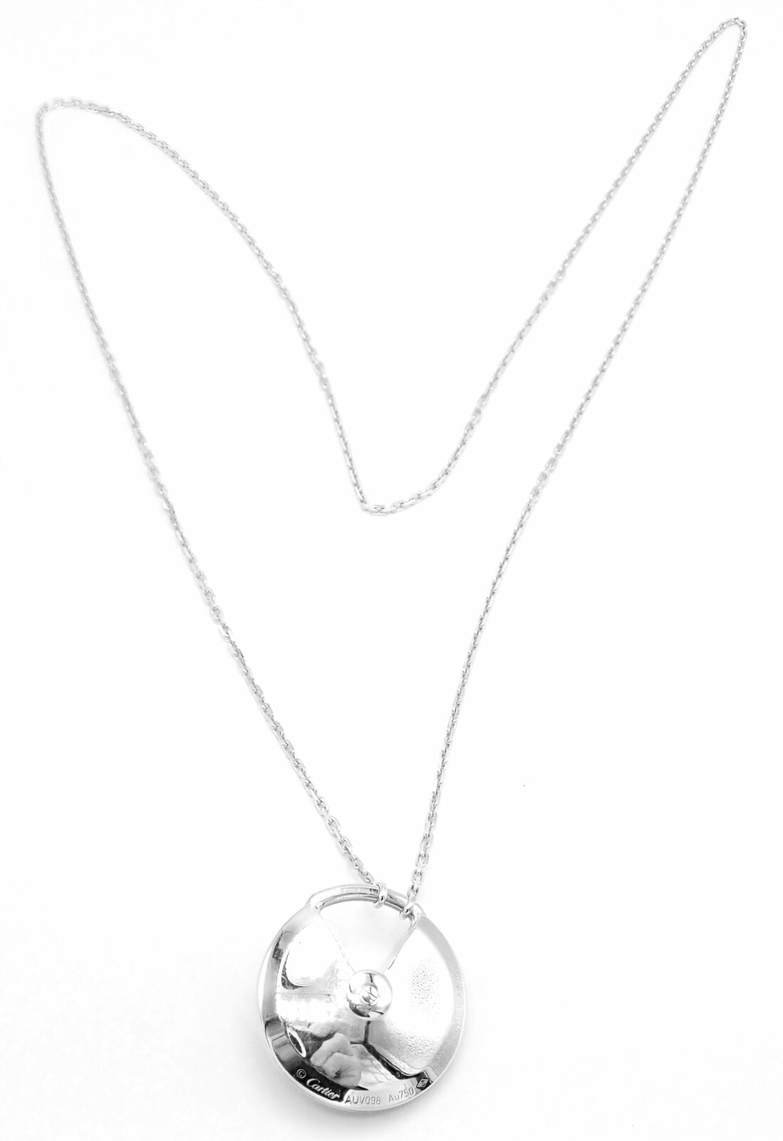 Authentic! Cartier Amulette 18k White Gold Diamond Ruby Large Pendant Necklace | Fortrove