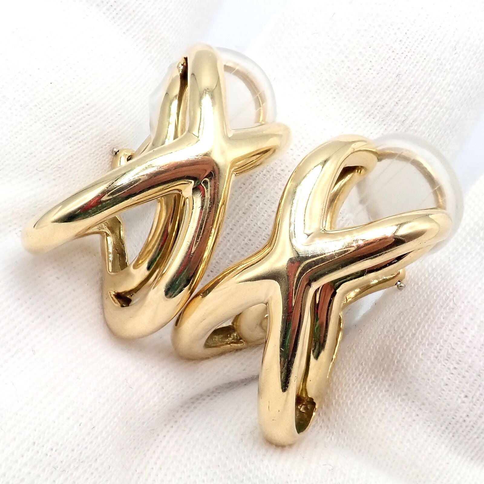 Vintage! Tiffany & Co Claflin 18k Yellow Gold Large Double X Crisscross Earrings | Fortrove