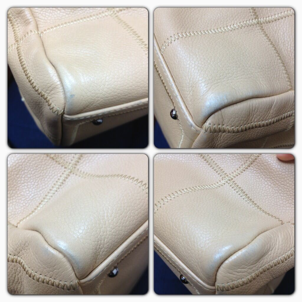 AUTHENTIC 2004 CHANEL LAX SQUARE STITCH CAFE o'LAIT SOFT CAVIAR LEATHER HANDBAG | Fortrove