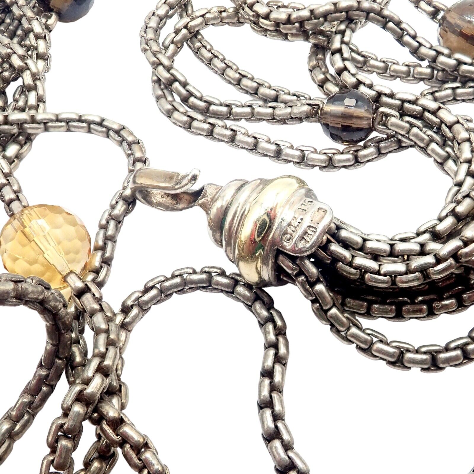 David Yurman DY 18k Yellow Gold Sterling Silver 8 Strand Box Chain Necklace | Fortrove