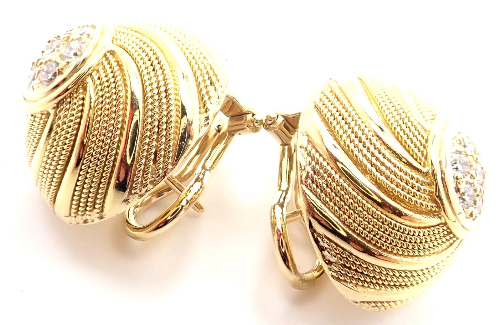 Rare! Authentic Tiffany & Co 18k Yellow Gold Diamond Earrings | Fortrove