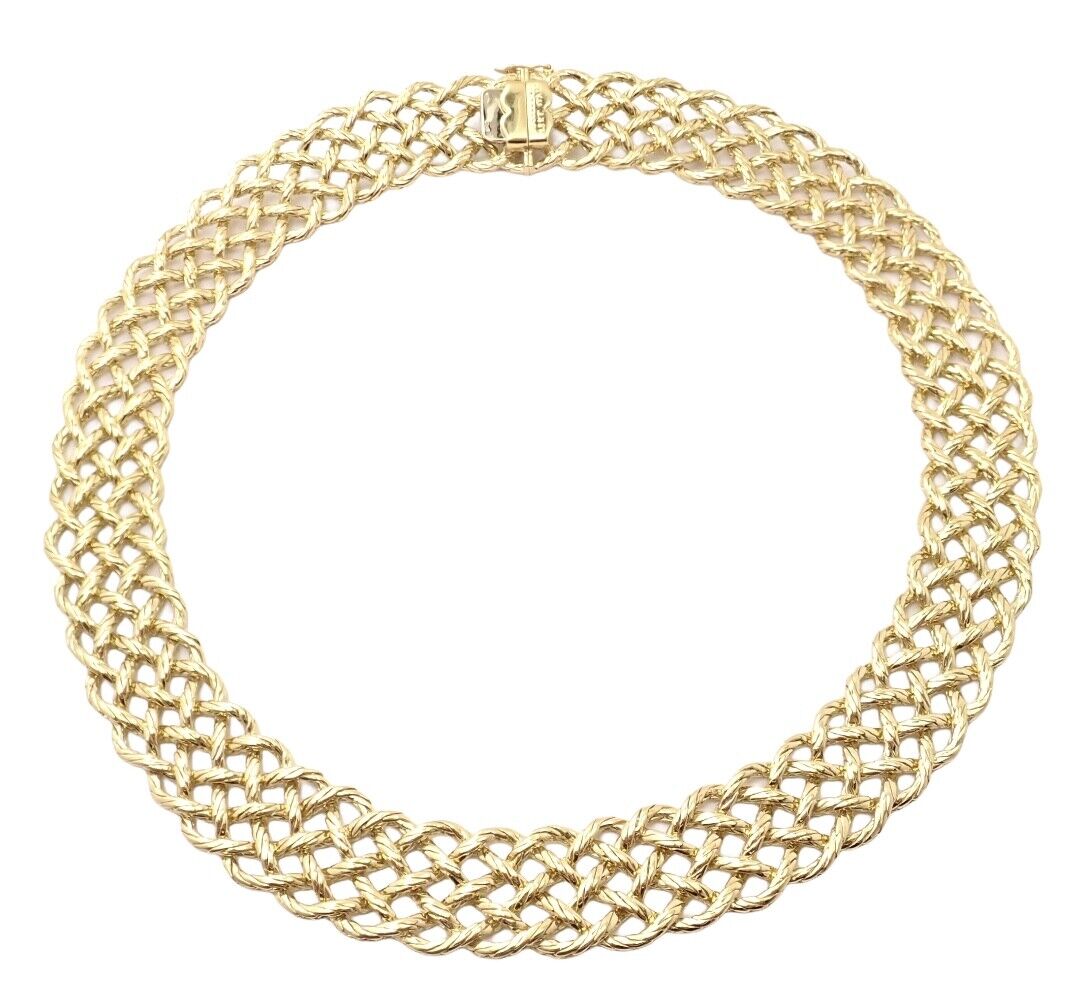 Buccellati Jewelry & Watches:Fine Jewelry:Necklaces & Pendants Authentic! Buccellati Crepe De Chine Wide 18k Yellow Gold Braided Link Necklace