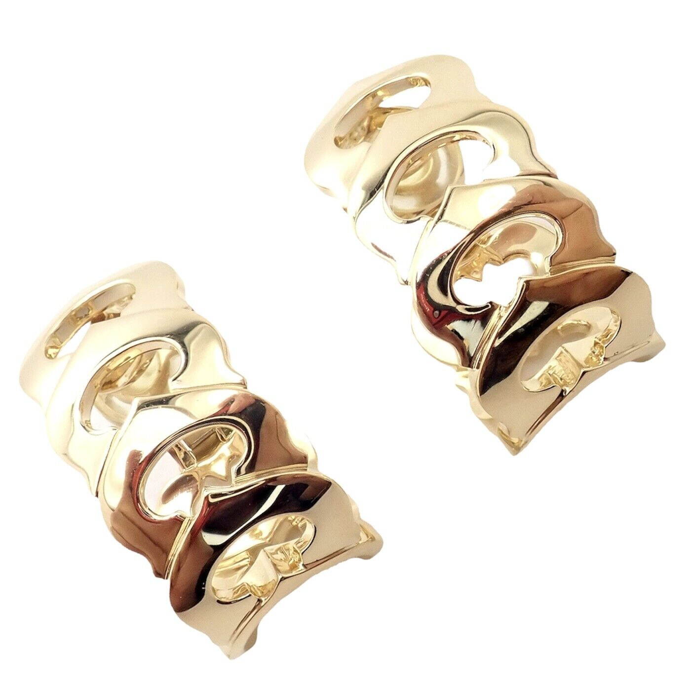 Authentic! Cartier 18k Yellow Gold Signature C De Cartier Large Hoop Earrings | Fortrove