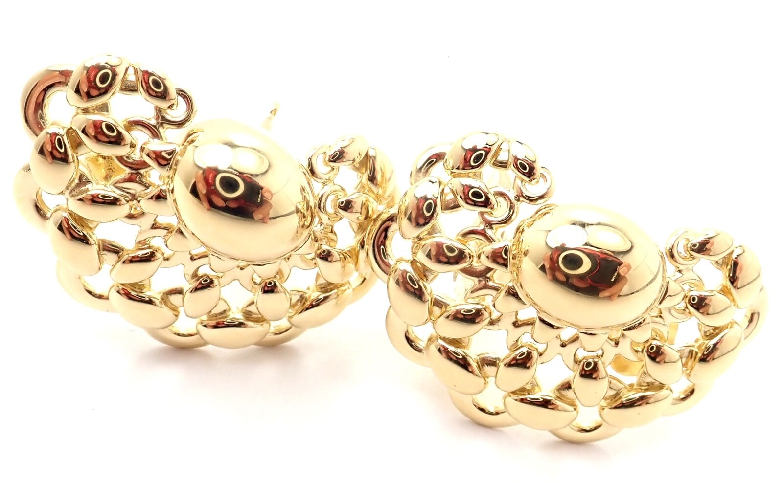 Authentic! Vintage Hermes 18K Yellow Gold Large Earrings | Fortrove