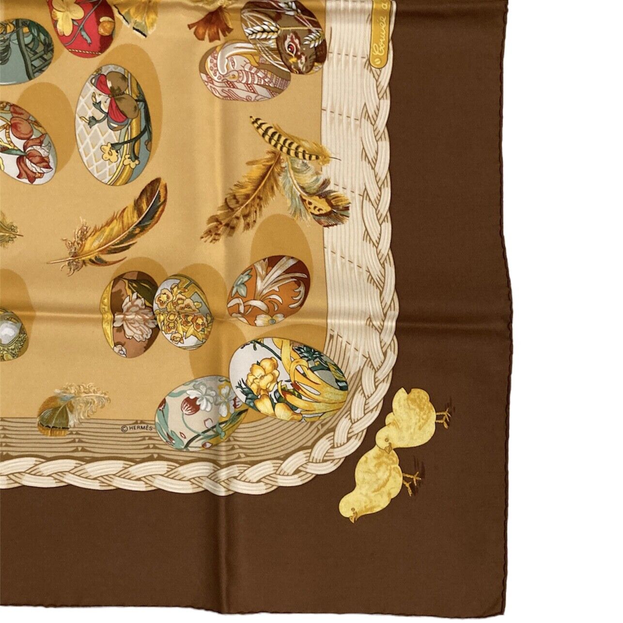 Authentic RARE! Hermes Eggs Latham Des œufs Vintage 90cm Silk Scarf | Fortrove