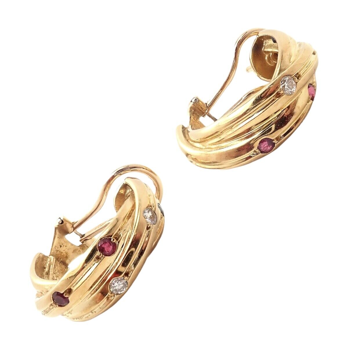 Cartier Jewelry & Watches:Fine Jewelry:Earrings Authentic Cartier 18k Yellow Gold Diamond Ruby Sapphire Constellation Earrings