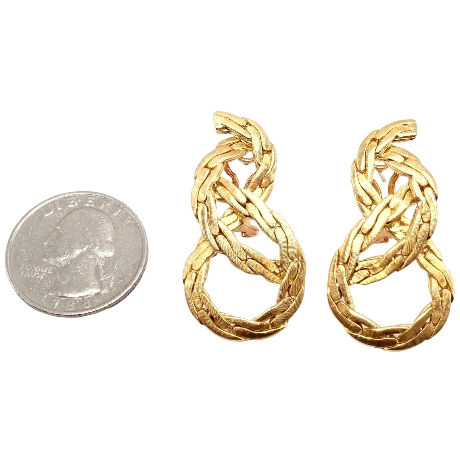 Authentic! Vintage Buccellati 18k Yellow Gold Knot Rope Coil Earrings | Fortrove