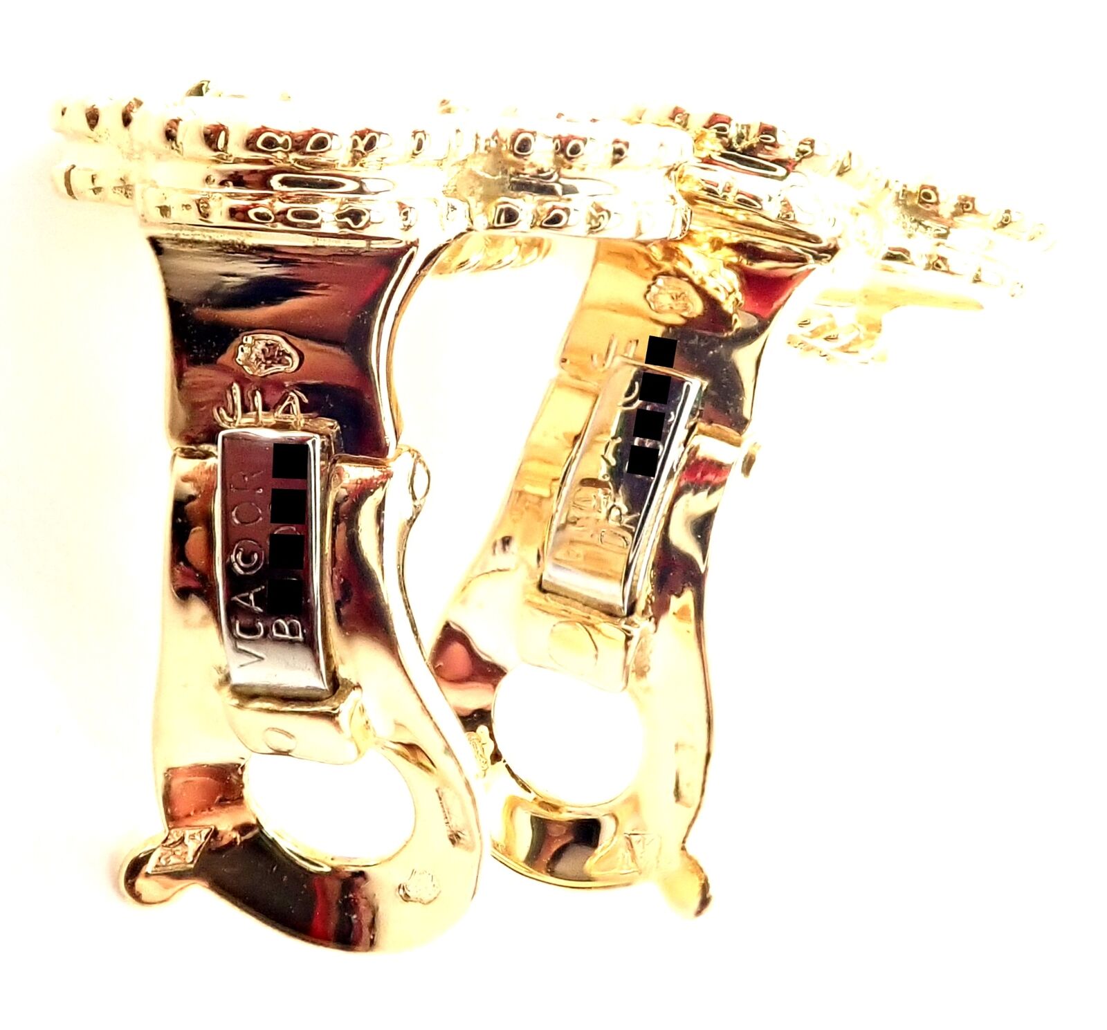 Rare! Van Cleef & Arpels Vintage Alhambra 18k Yellow Gold White Coral Earrings | Fortrove