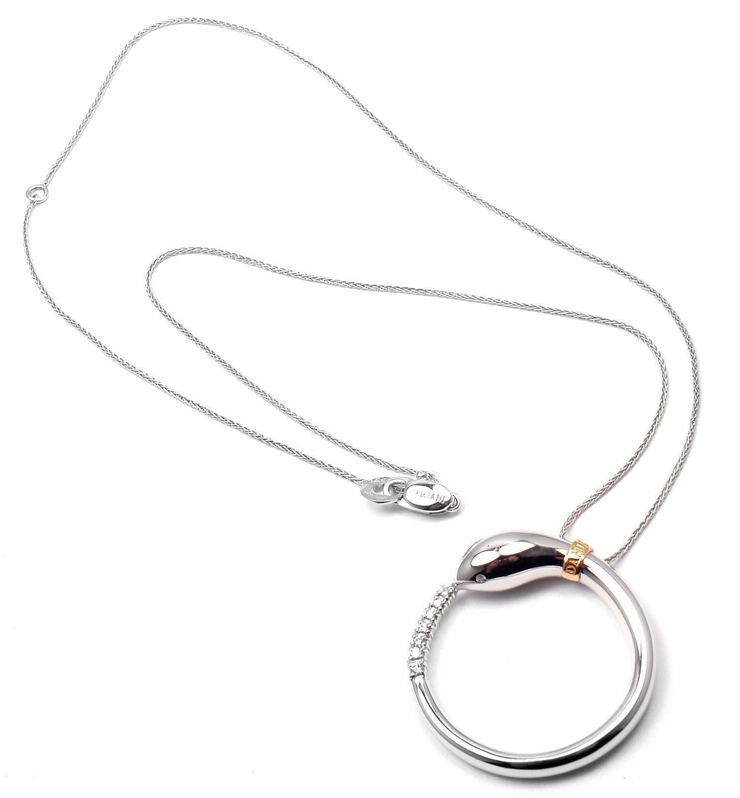 Authentic! Damiani Infinito 18k White Gold Diamond Snake Pendant Necklace | Fortrove