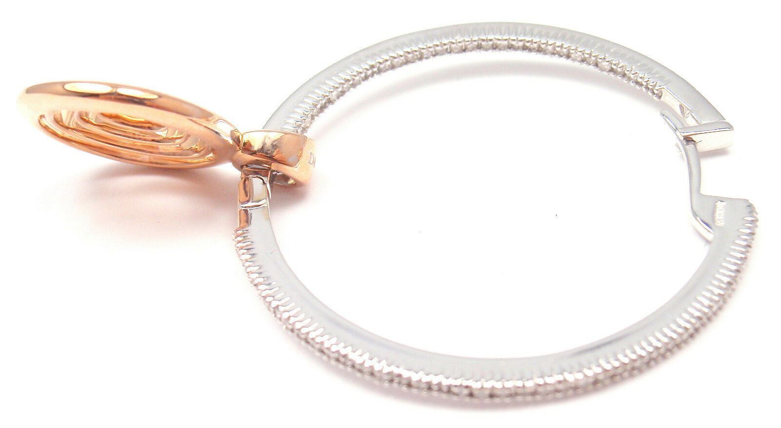 Authentic! Damiani 18k Rose/White Gold Diamond Hoop Earrings | Fortrove