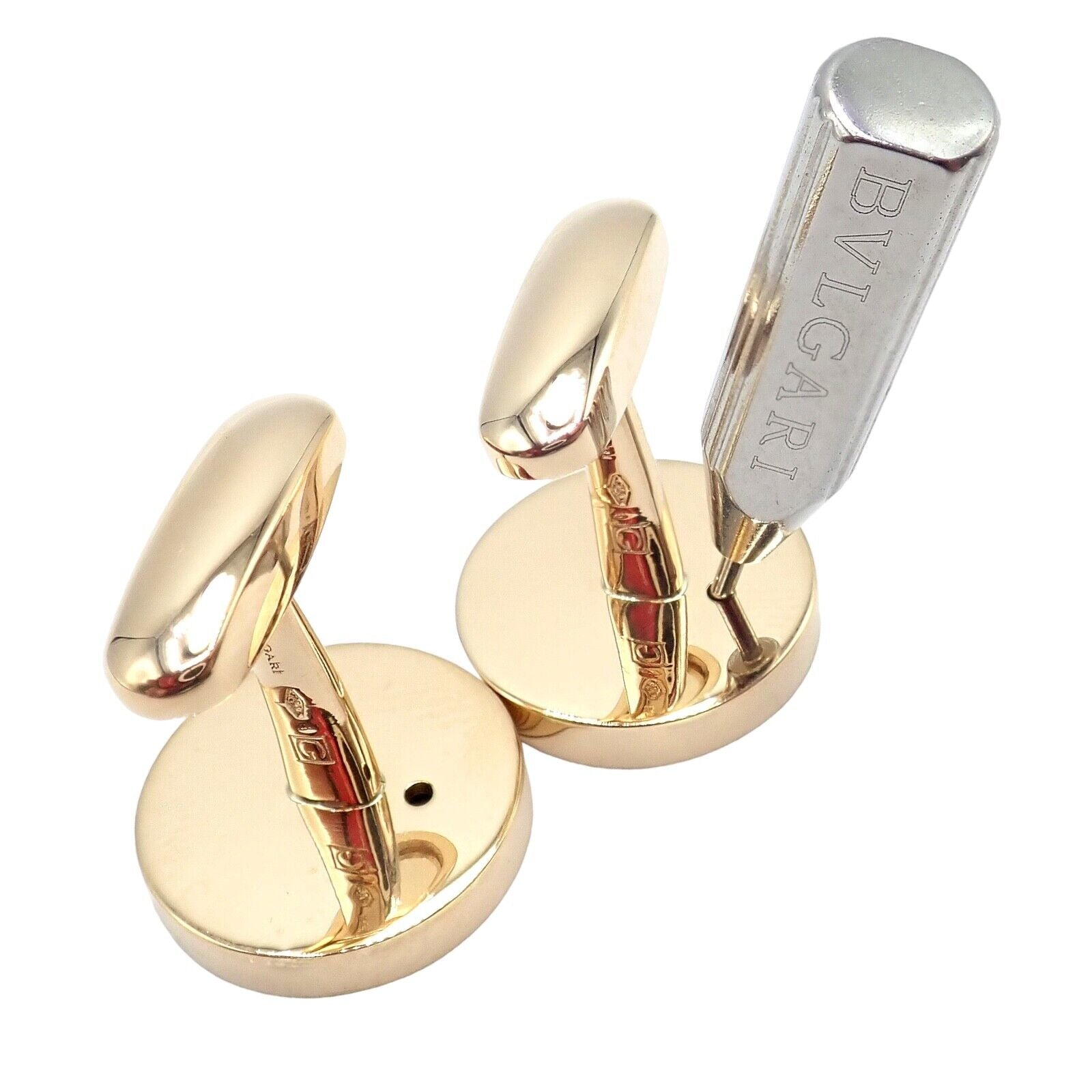 Authentic! Bvlgari Bulgari 18k Yellow Gold Multicenter Cufflink Kit Set | Fortrove