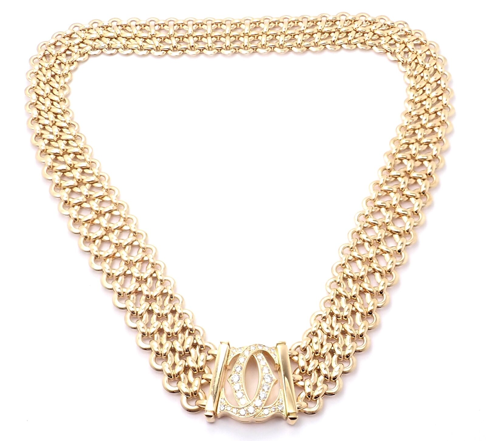 Cartier Jewelry & Watches:Fine Jewelry:Necklaces & Pendants Authentic! Cartier Penelope 18k Yellow Gold Diamond Double C Three Row Necklace