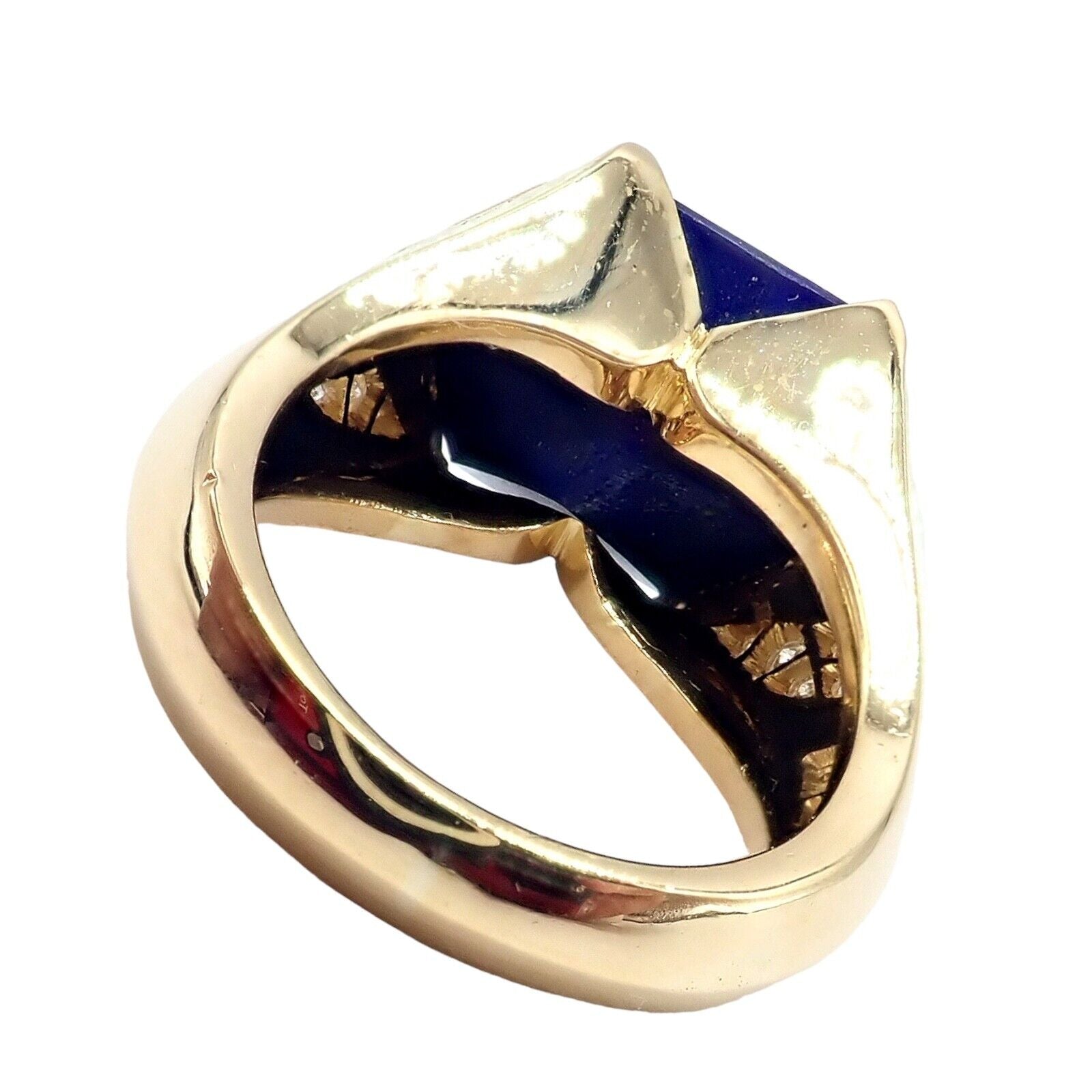 Authentic! Julius Cohen 18k Yellow Gold Diamond Lapis Ring | Fortrove
