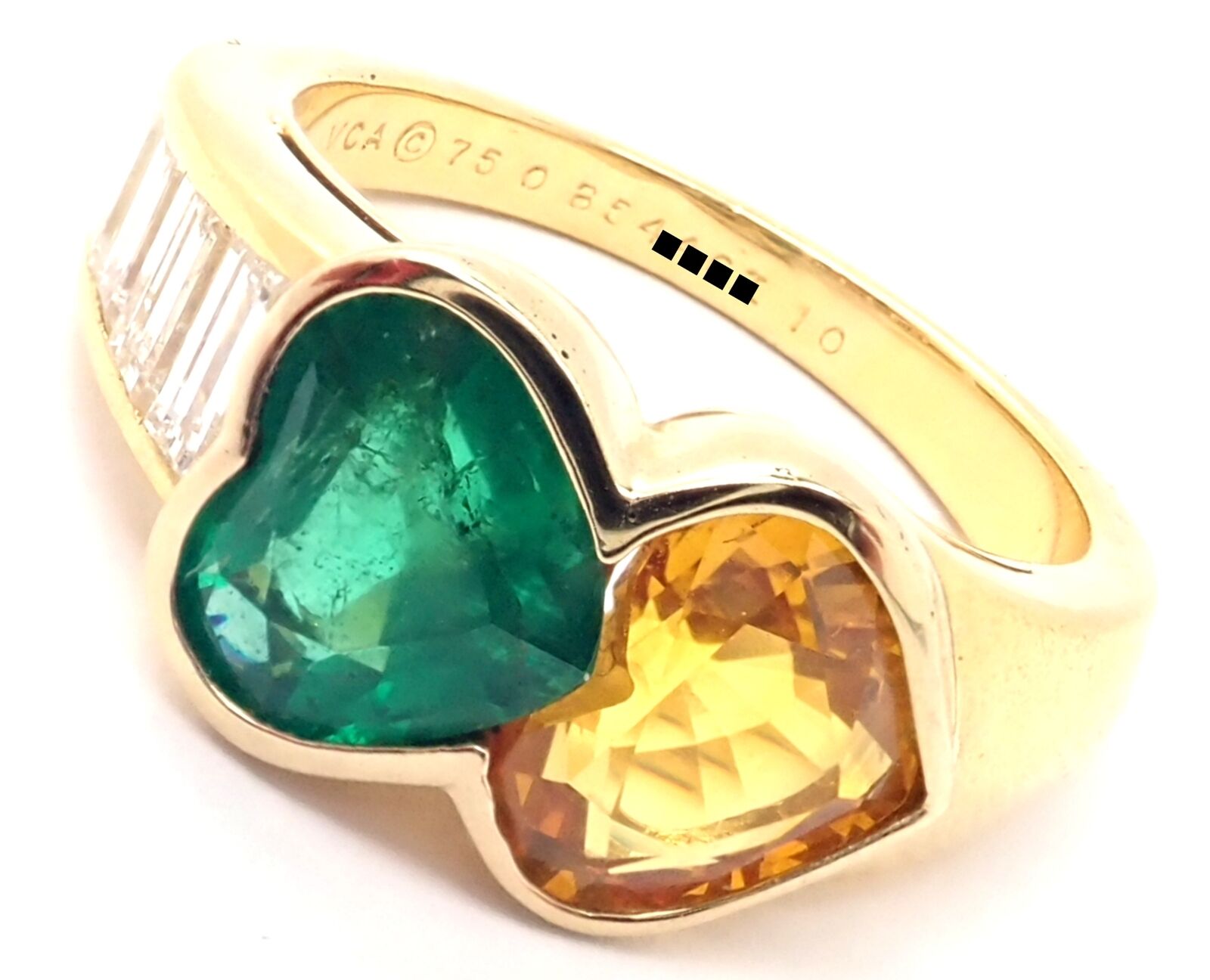 Authentic Van Cleef & Arpels 18k Gold Diamond Emerald Yellow Sapphire Ring Paper | Fortrove