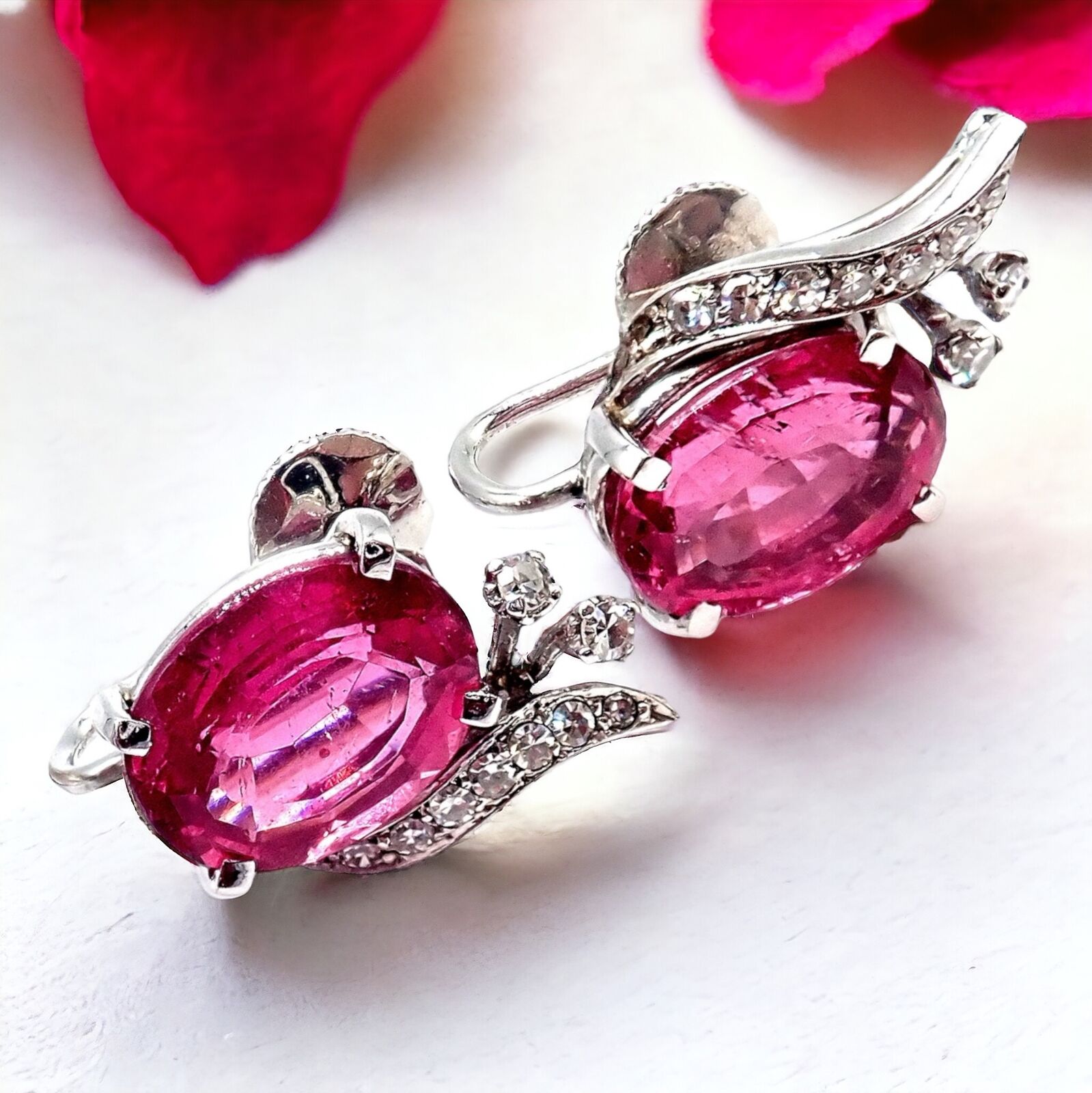 Authentic! H. Stern 18k White Gold Diamond Pink Tourmaline Ring + Earrings Set | Fortrove