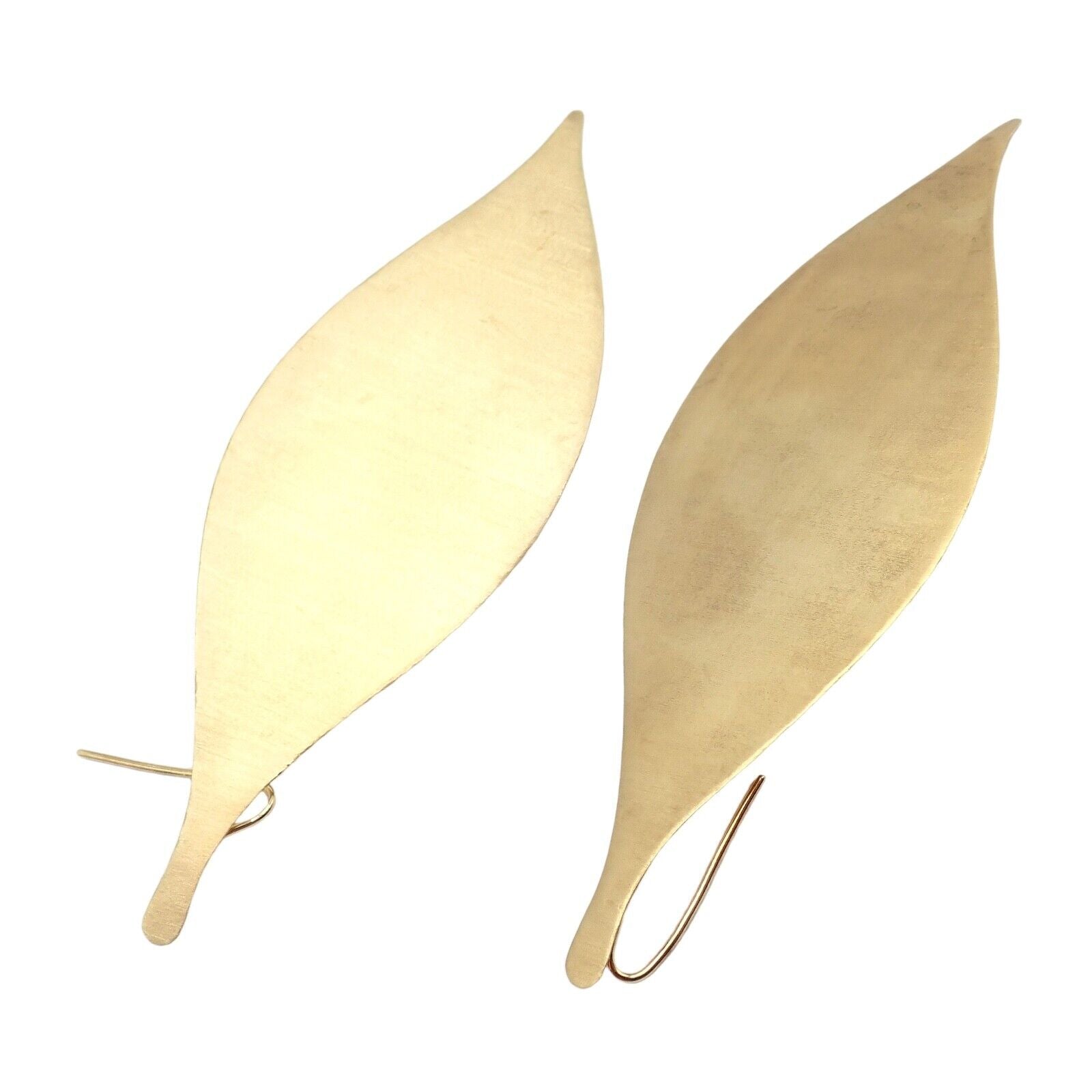 Rare Authentic H. Stern 18k Yellow Gold Large Giant Leaf Dangle Earrings | Fortrove