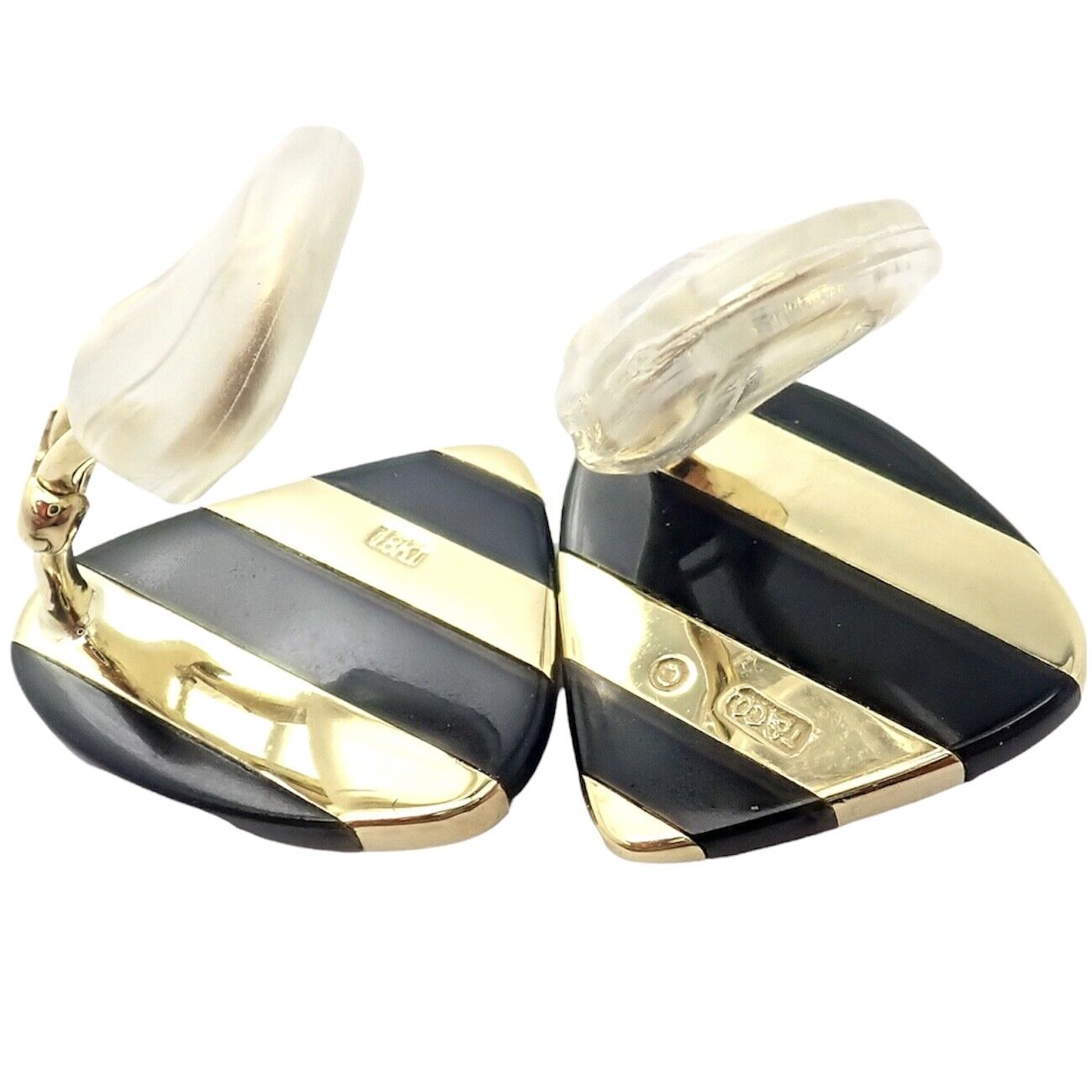 Tiffany & Co Angela Cummings 18k Yellow Gold Inlaid Black Jade Earrings | Fortrove