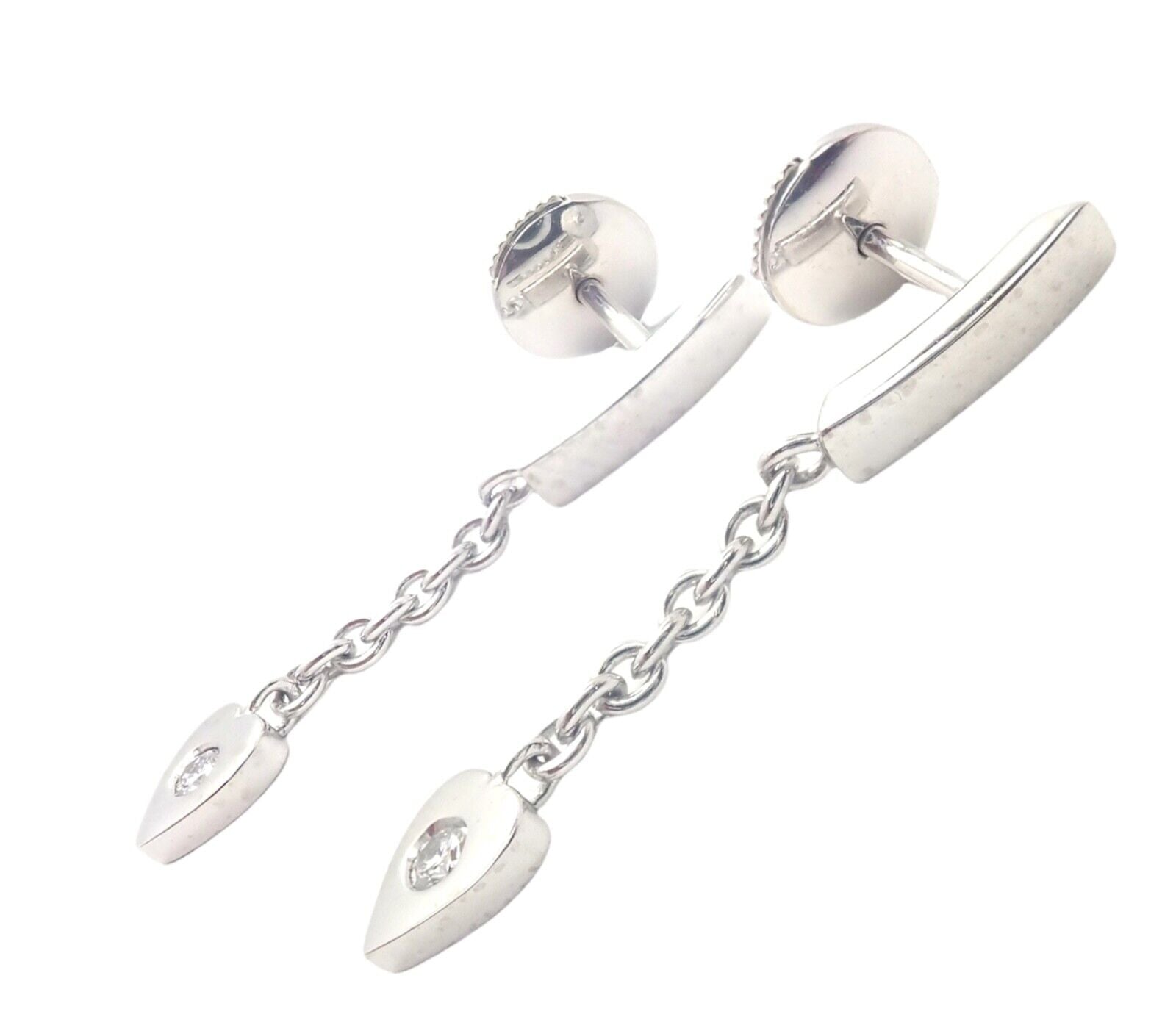 Authentic! Cartier 18k White Gold Diamond Mon Amour Dangle Heart Earrings | Fortrove