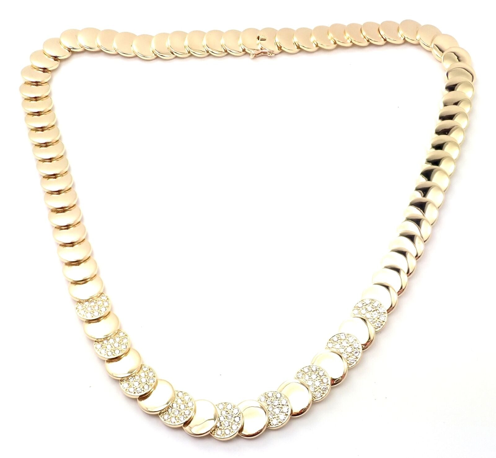 Rare! Vintage Authentic Van Cleef & Arpels 18k Yellow Gold Diamond Disc Necklace | Fortrove