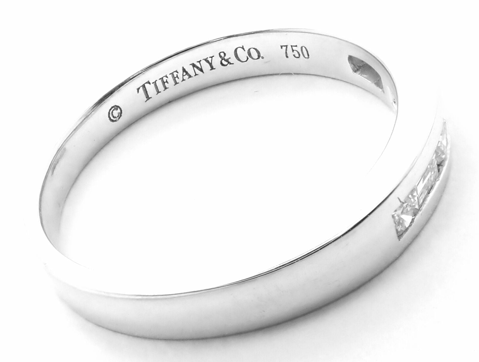 Authentic! Tiffany & Co 18k White Gold Diamond Channel Set Band Ring | Fortrove