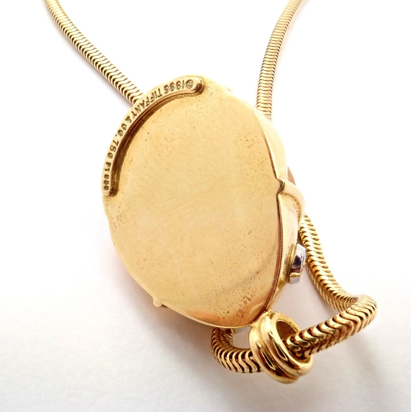 Rare Tiffany & Co Platinum 18k Gold Carved Citrine Diamond Scarab Necklace | Fortrove