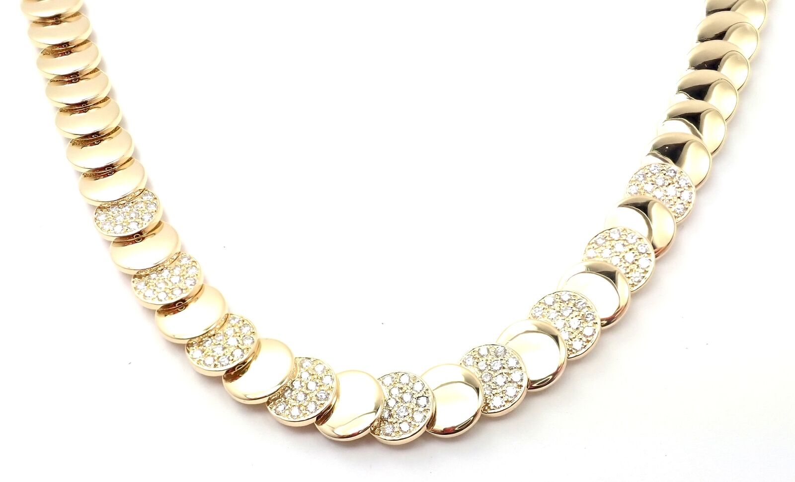 Rare! Vintage Authentic Van Cleef & Arpels 18k Yellow Gold Diamond Disc Necklace | Fortrove