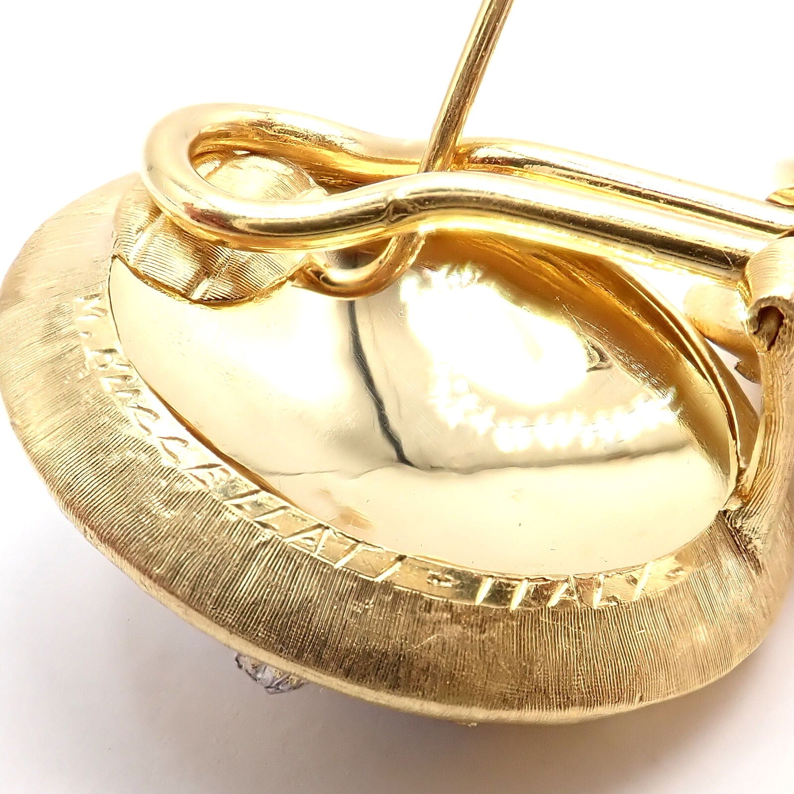 Vintage Mario Buccellati 18k Yellow White Gold Geminato Large Button Earrings | Fortrove