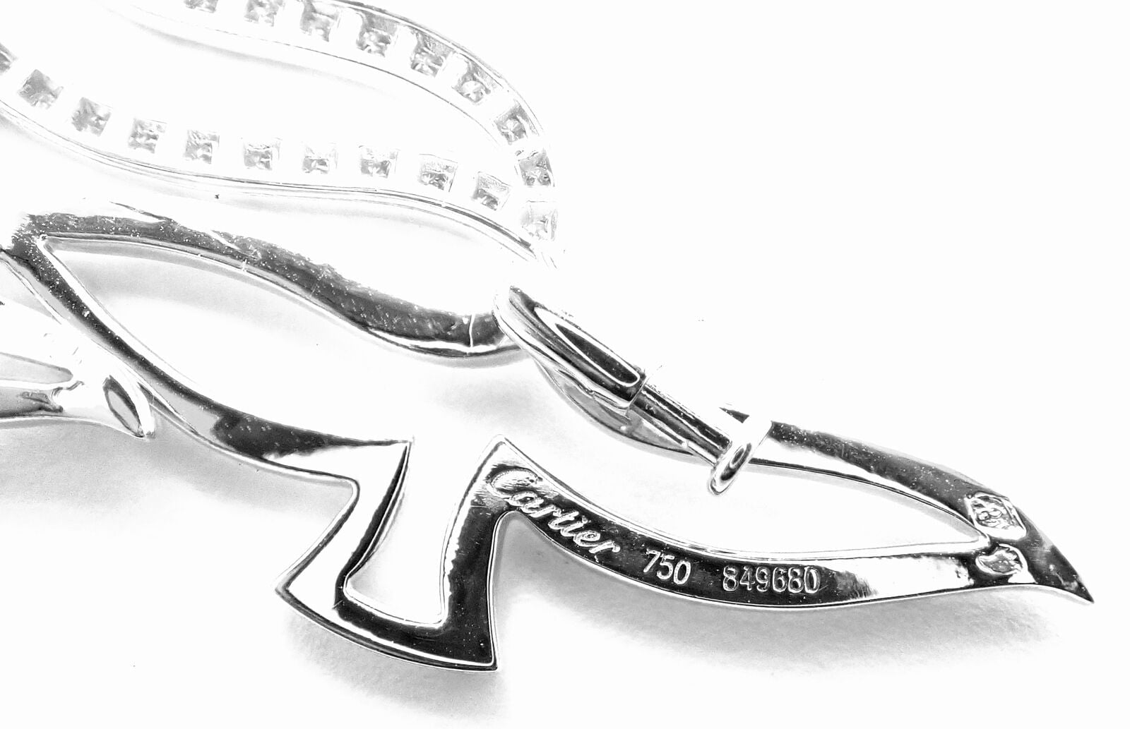 Rare! Authentic Cartier Bird 18k White Gold Diamond Pendant Pin Brooch | Fortrove