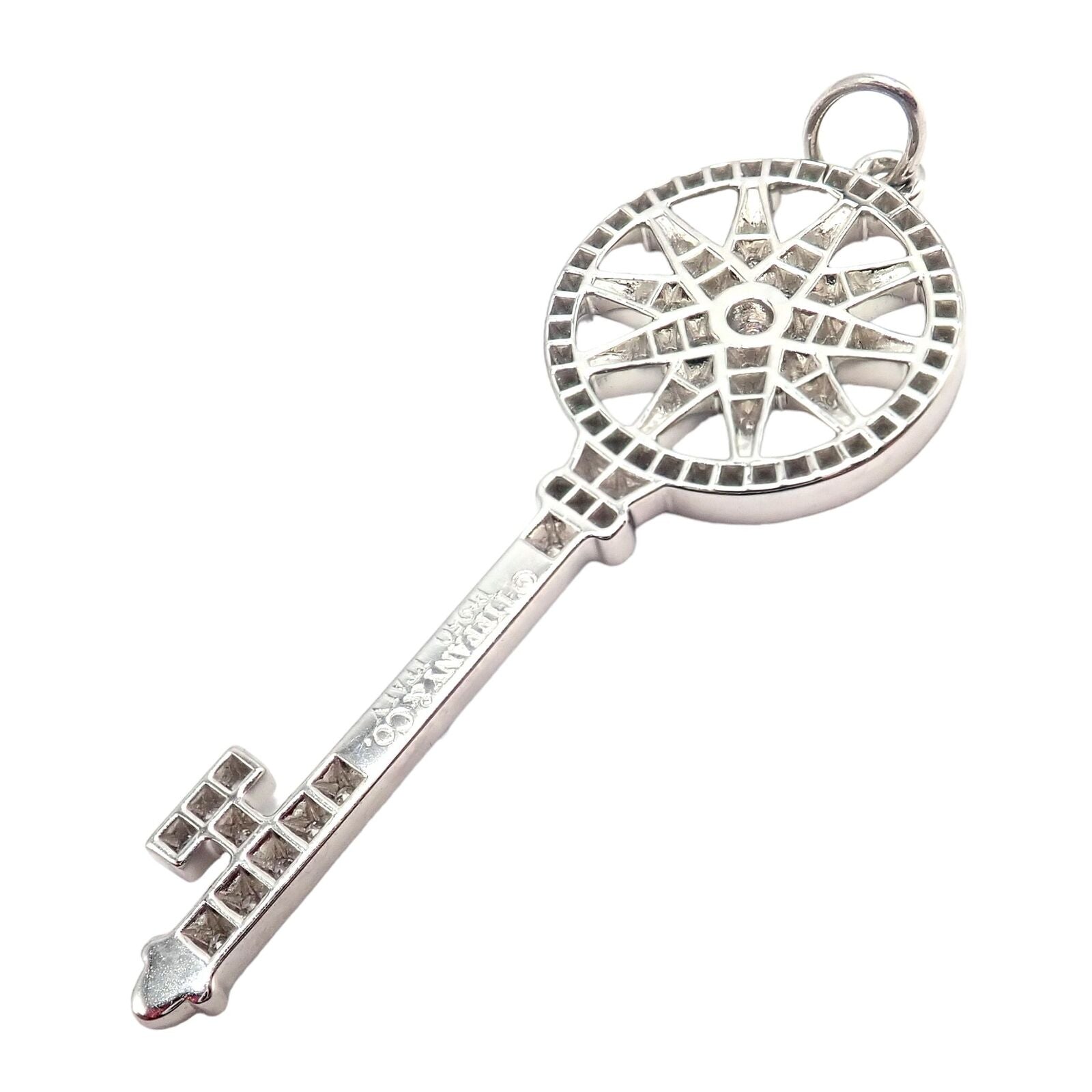 Authentic! Tiffany & Co Platinum Diamond Key Star Pendant Necklace | Fortrove