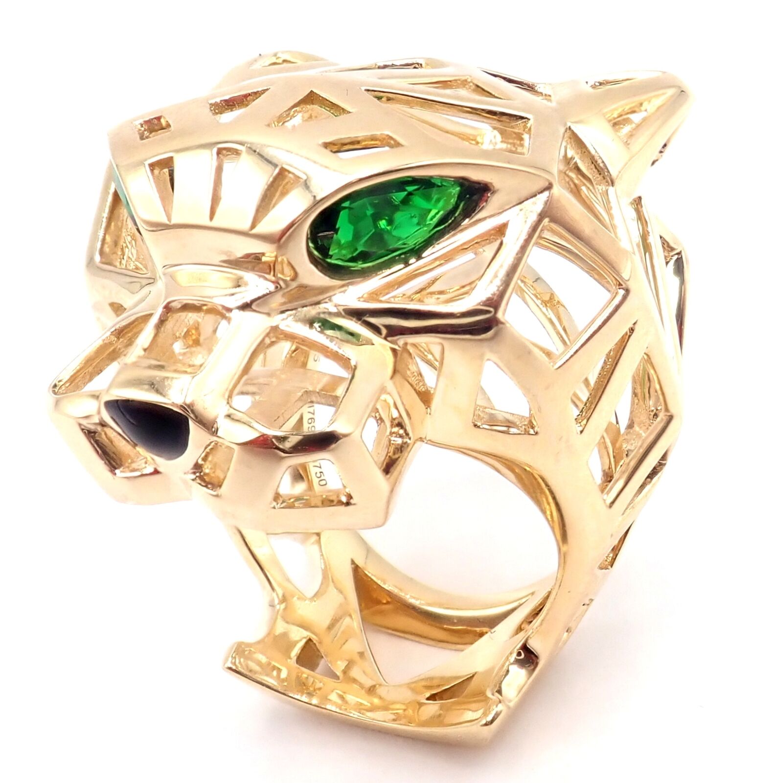 Cartier Jewelry & Watches:Fine Jewelry:Rings Authentic! Cartier Panther Panthere 18k Yellow Gold Tsavorite Onyx Large Ring