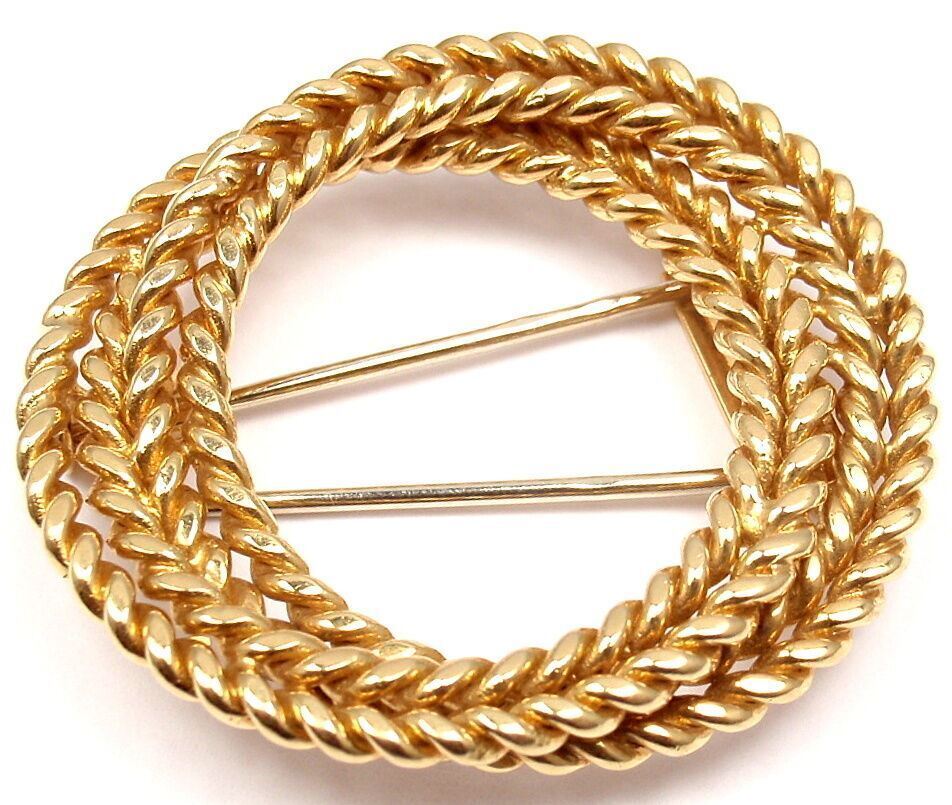 Rare! Authentic Vintage Hermes Paris 18k Yellow Gold Brooch Pin | Fortrove