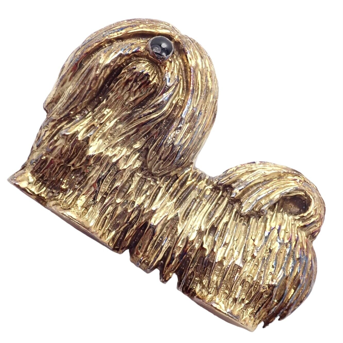 Rare! Vintage Tiffany & Co 14k Yellow Gold Enamel Dog Shih Tzu Brooch Pin 1960's | Fortrove