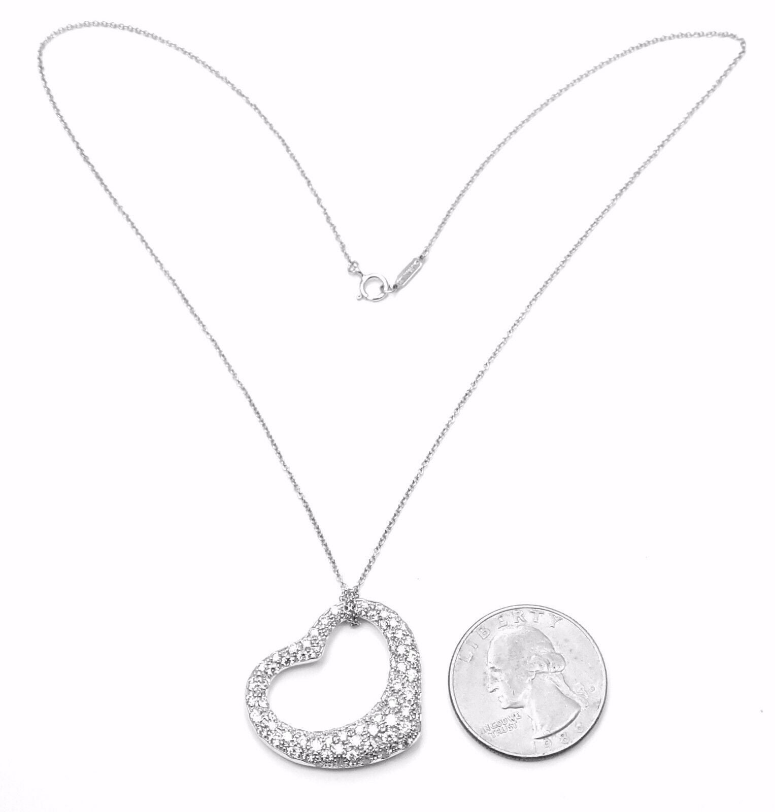 Tiffany & Co. Jewelry & Watches:Fine Jewelry:Necklaces & Pendants Authentic! Tiffany & Co Peretti Platinum 3ct Diamond Large Open Heart Necklace