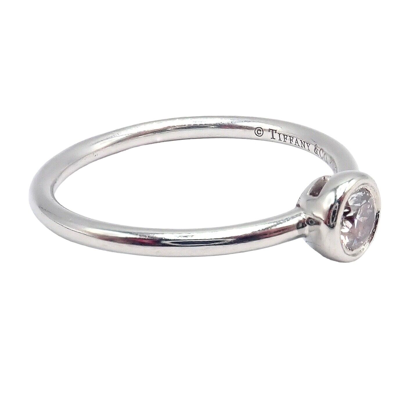 Tiffany & Co Platinum 0.12ct Diamond Engagement Stacking Ring sz 5.75 | Fortrove