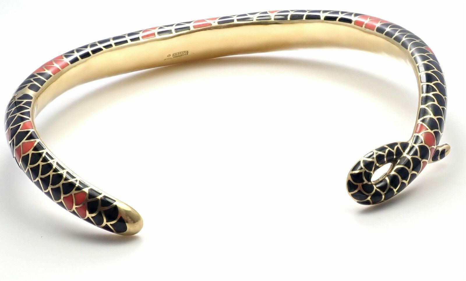 Angela Cummings Jewelry & Watches:Fine Jewelry:Necklaces & Pendants Authentic! Angela Cummings 18k Gold Red Black Coral Snakeskin Collar Necklace