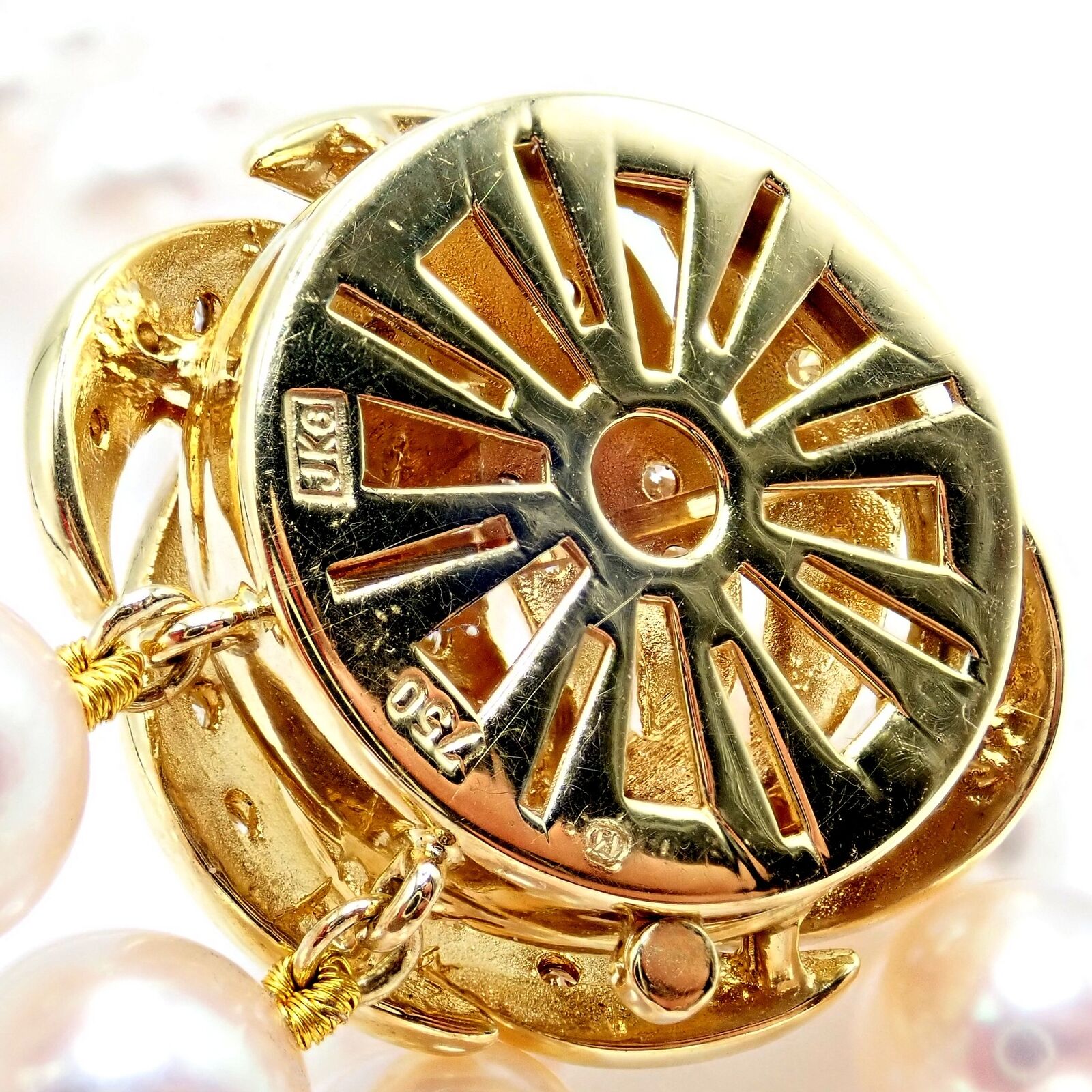 Authentic! Mikimoto 18k Yellow Gold Diamond Double Strand 8mm Pearl Necklace | Fortrove