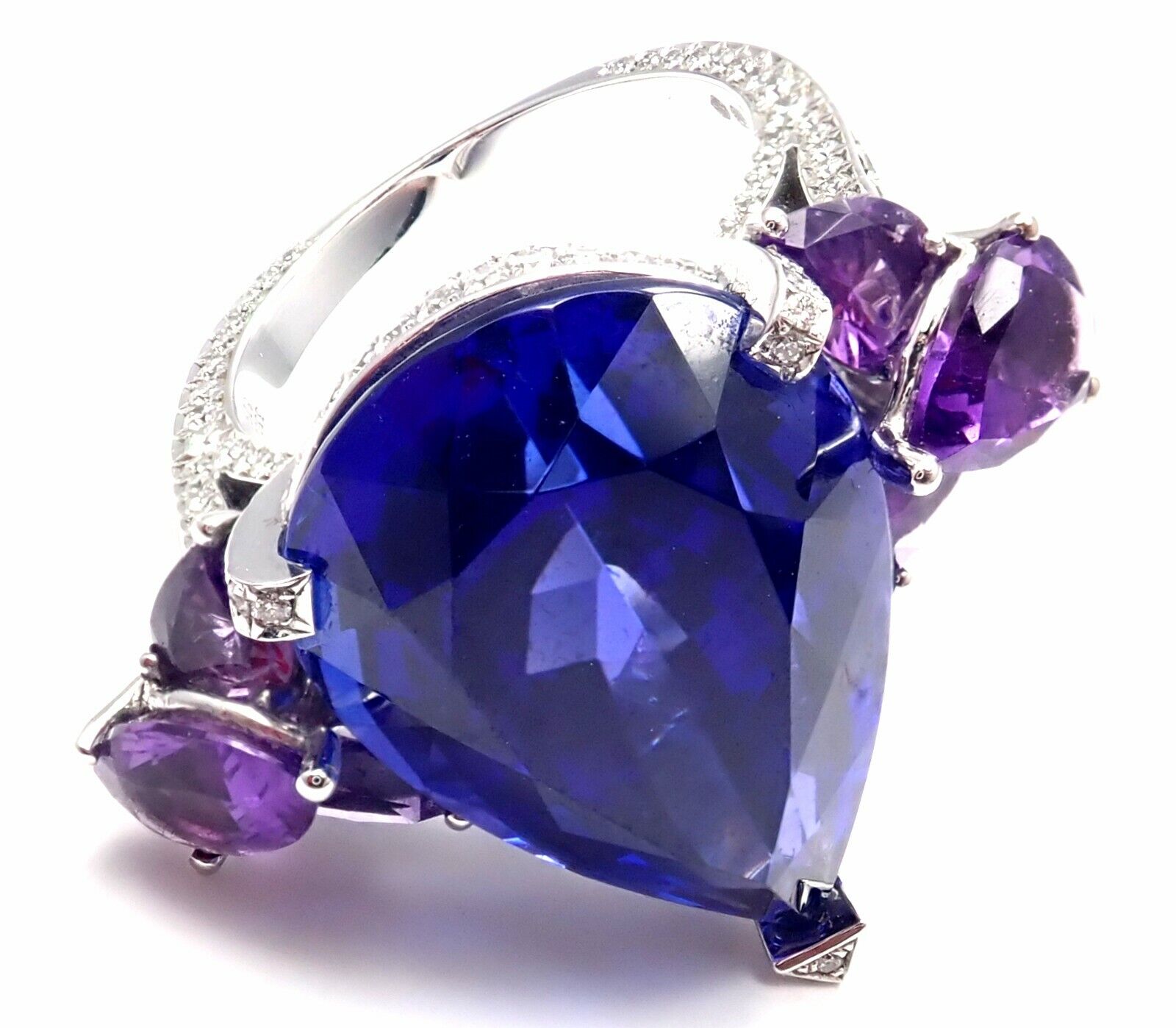 Rare! Chopard High Jewelry 18k Gold Diamond Tanzanite Amethyst Ring Box Cert | Fortrove