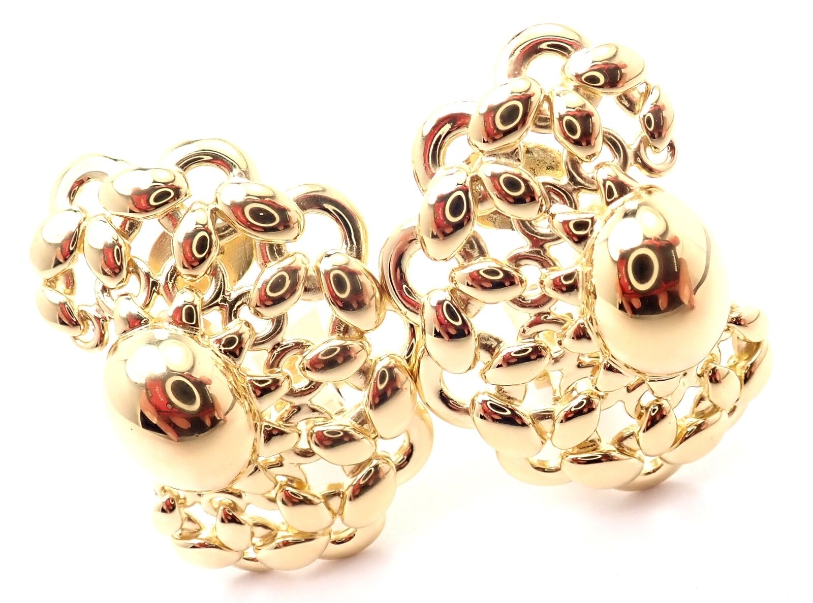 Authentic! Vintage Hermes 18K Yellow Gold Large Earrings | Fortrove