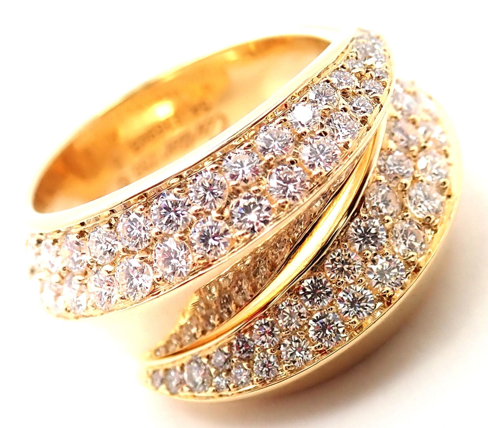 Authentic! Cartier Panthere Gryph 18k Yellow Gold 2.50ctw Diamond Band Ring | Fortrove