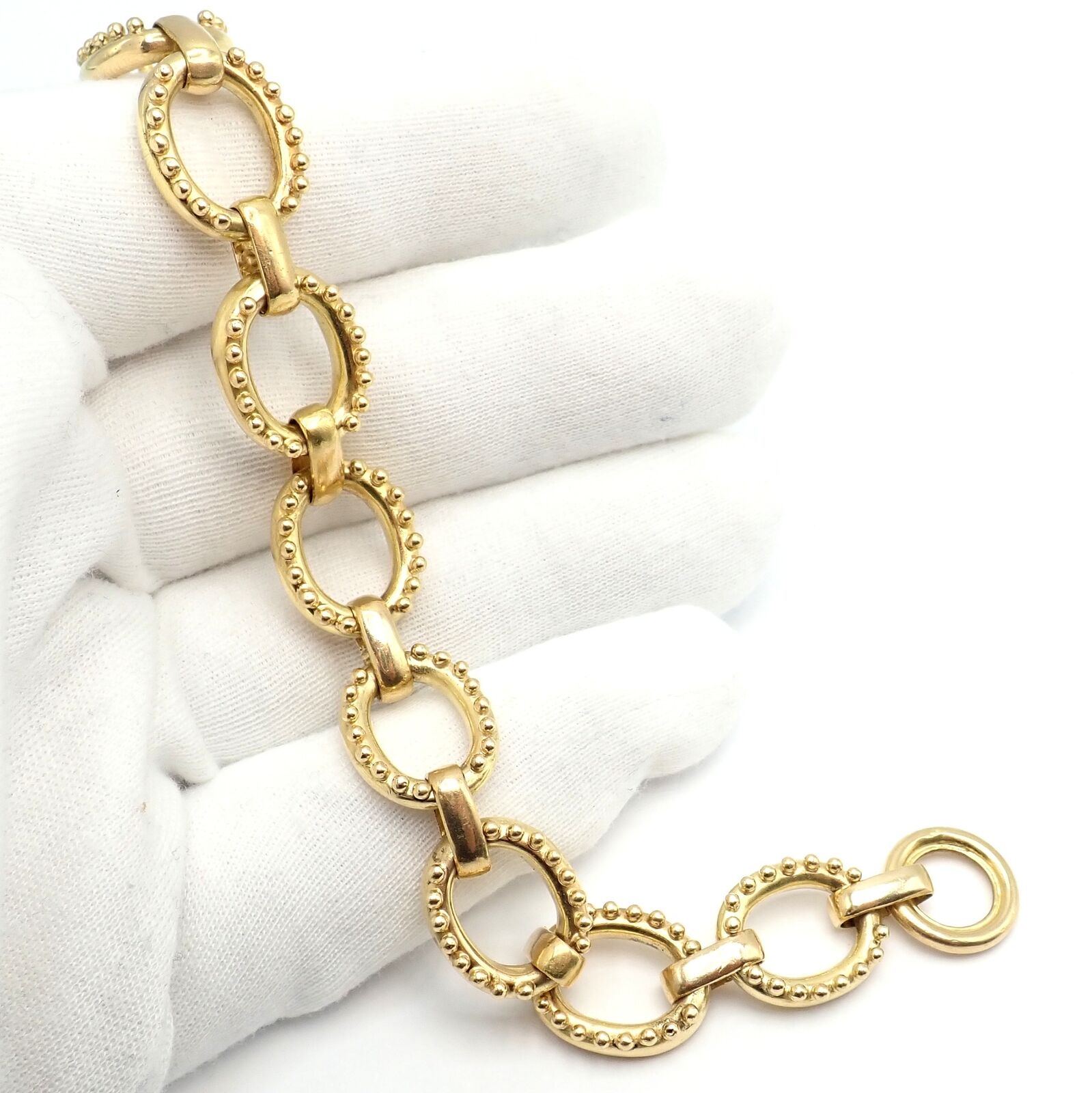 Authentic! Elizabeth Locke 18k Yellow Gold Sapphire Medium Link Toggle Bracelet | Fortrove
