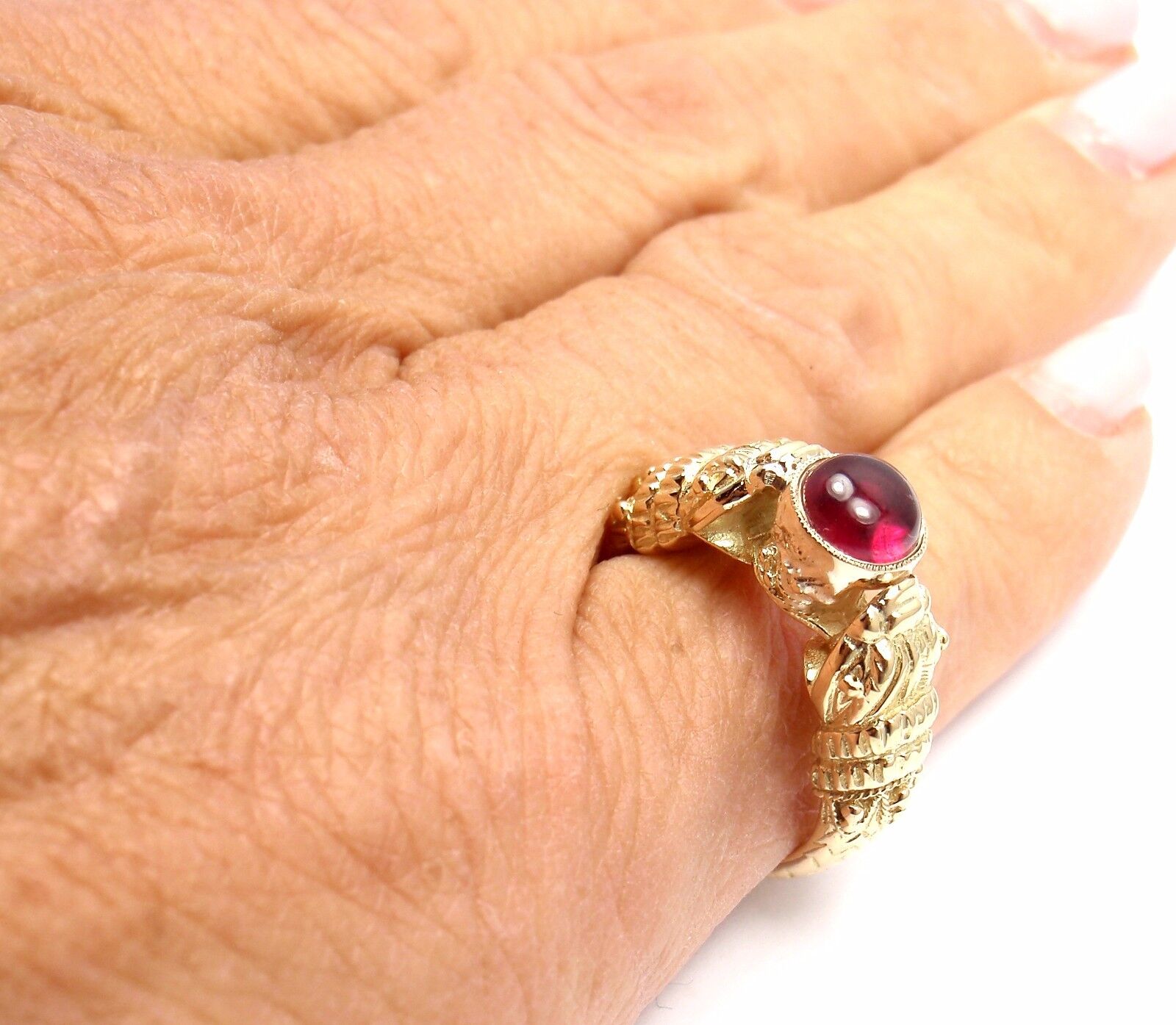 Very Rare! Authentic Zolotas Greece 18k Yellow Gold Pink Tourmaline Band Ring | Fortrove