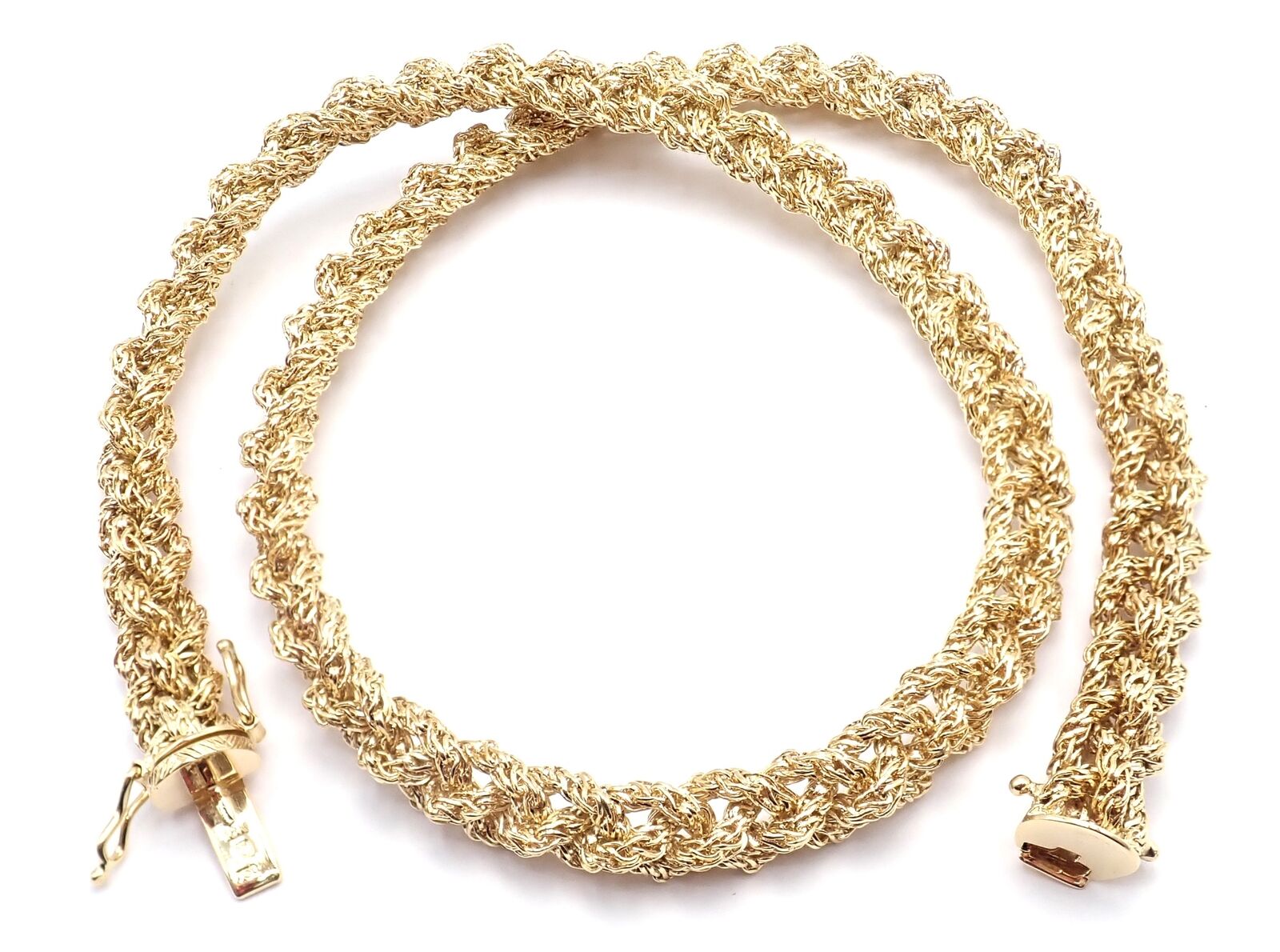 Authentic! Vintage Tiffany & Co 18k Yellow Gold Basketweave Link Chain Necklace | Fortrove