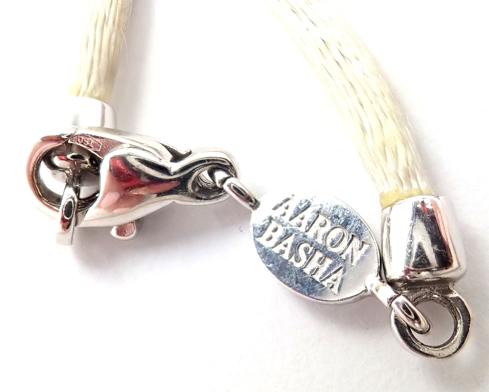 Authentic! Aaron Basha 18k White Gold Diamond Enhancer 3 Charms Spacer Necklace | Fortrove