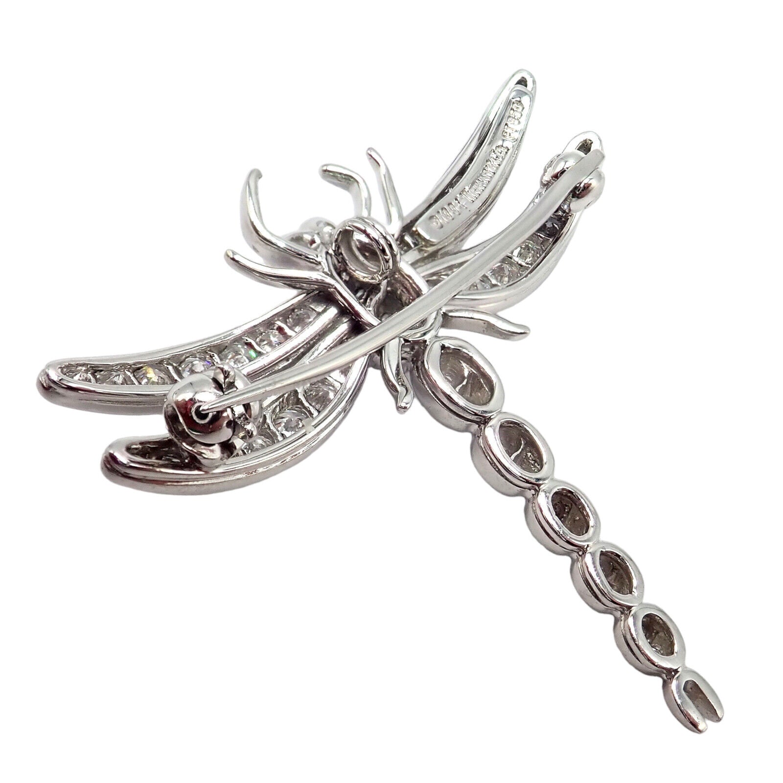 Rare! Authentic Tiffany & Co. Platinum Dragonfly Diamond Sapphire Pin Brooch | Fortrove