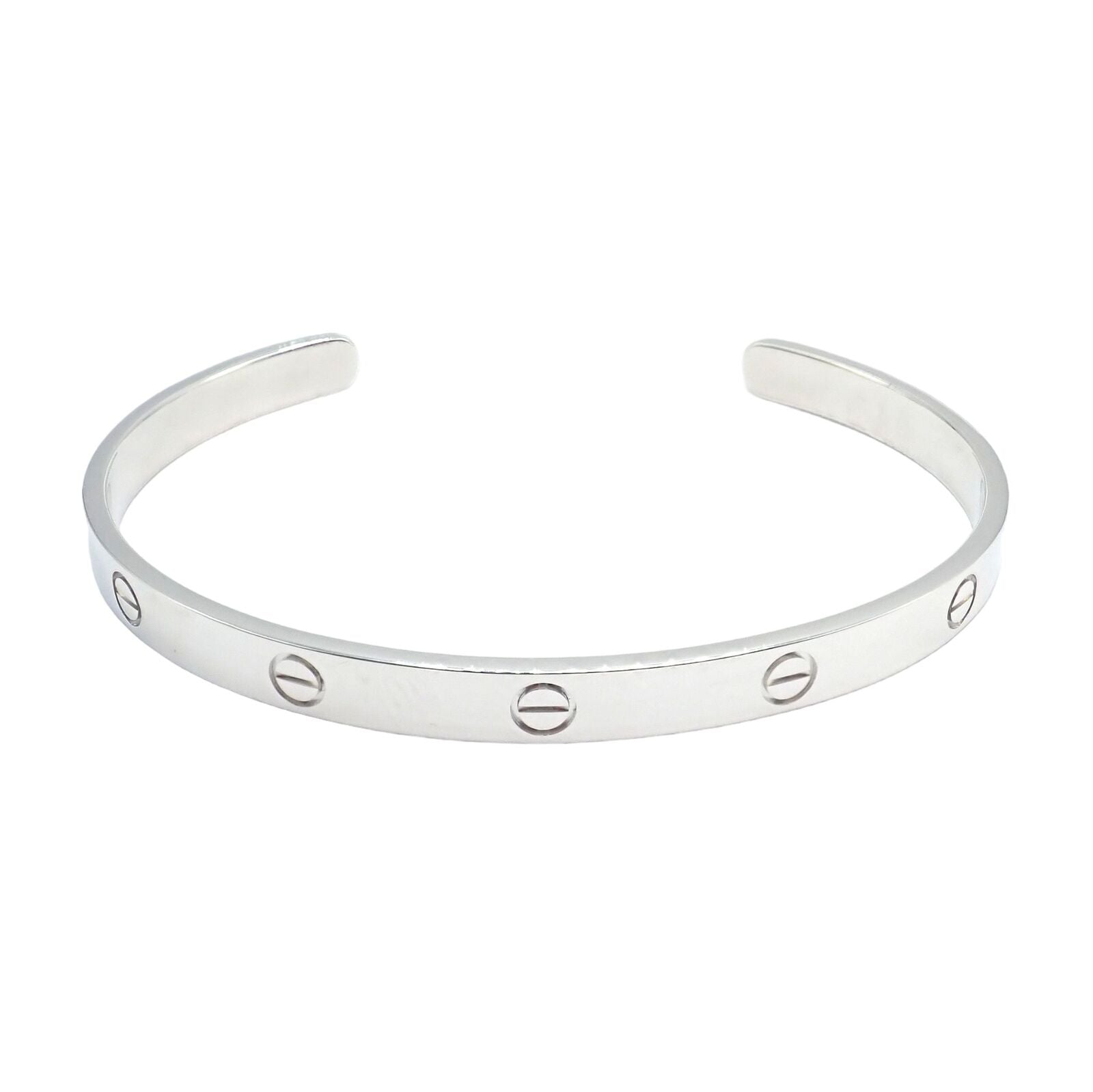 Authentic! Cartier 18k White Gold Love Cuff Open Bracelet Size 21 w/ Certificate | Fortrove