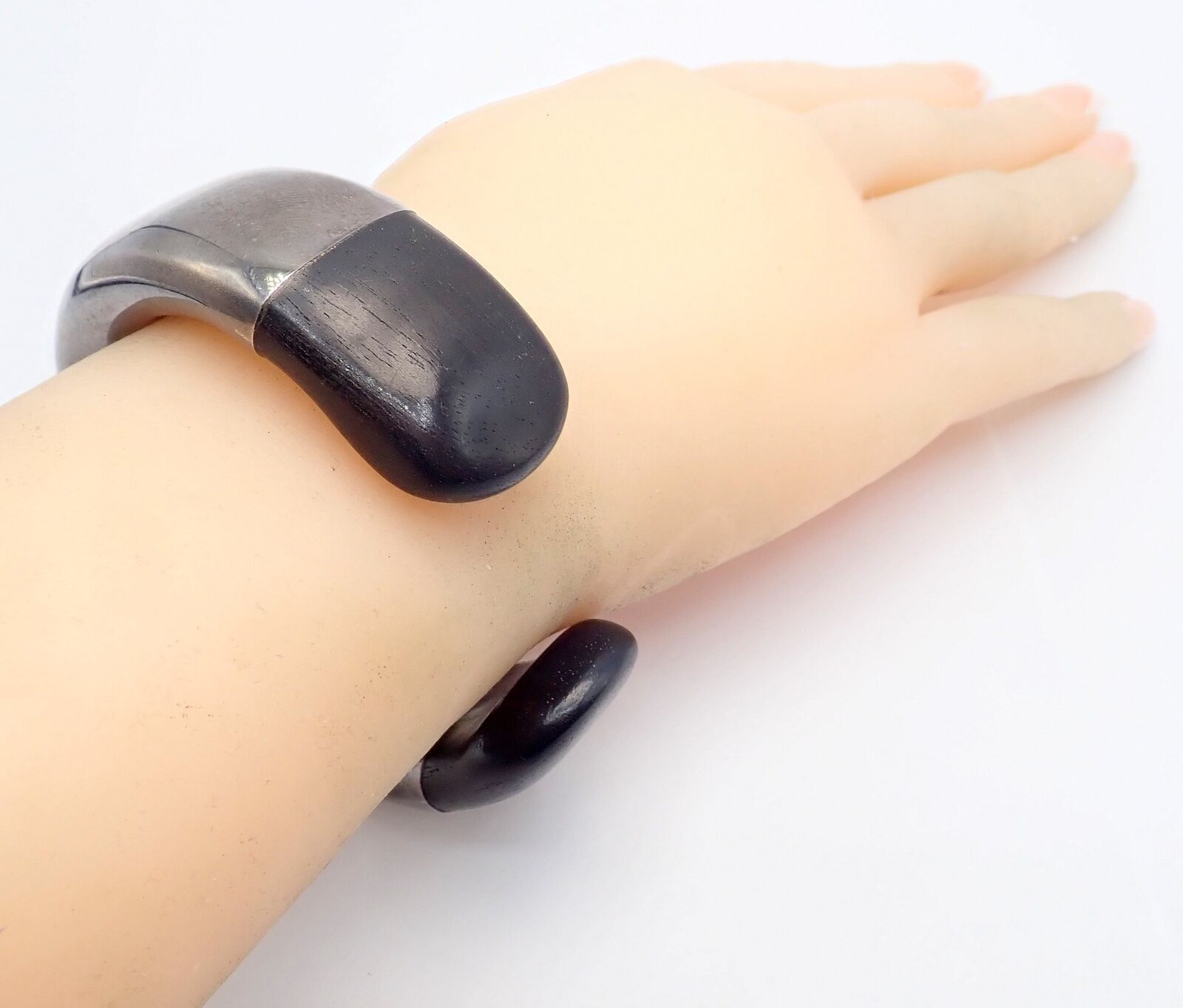 Vintage Tiffany & Co Sterling Silver Andreas Mikkelson Ebony Wood Cuff Bracelet | Fortrove