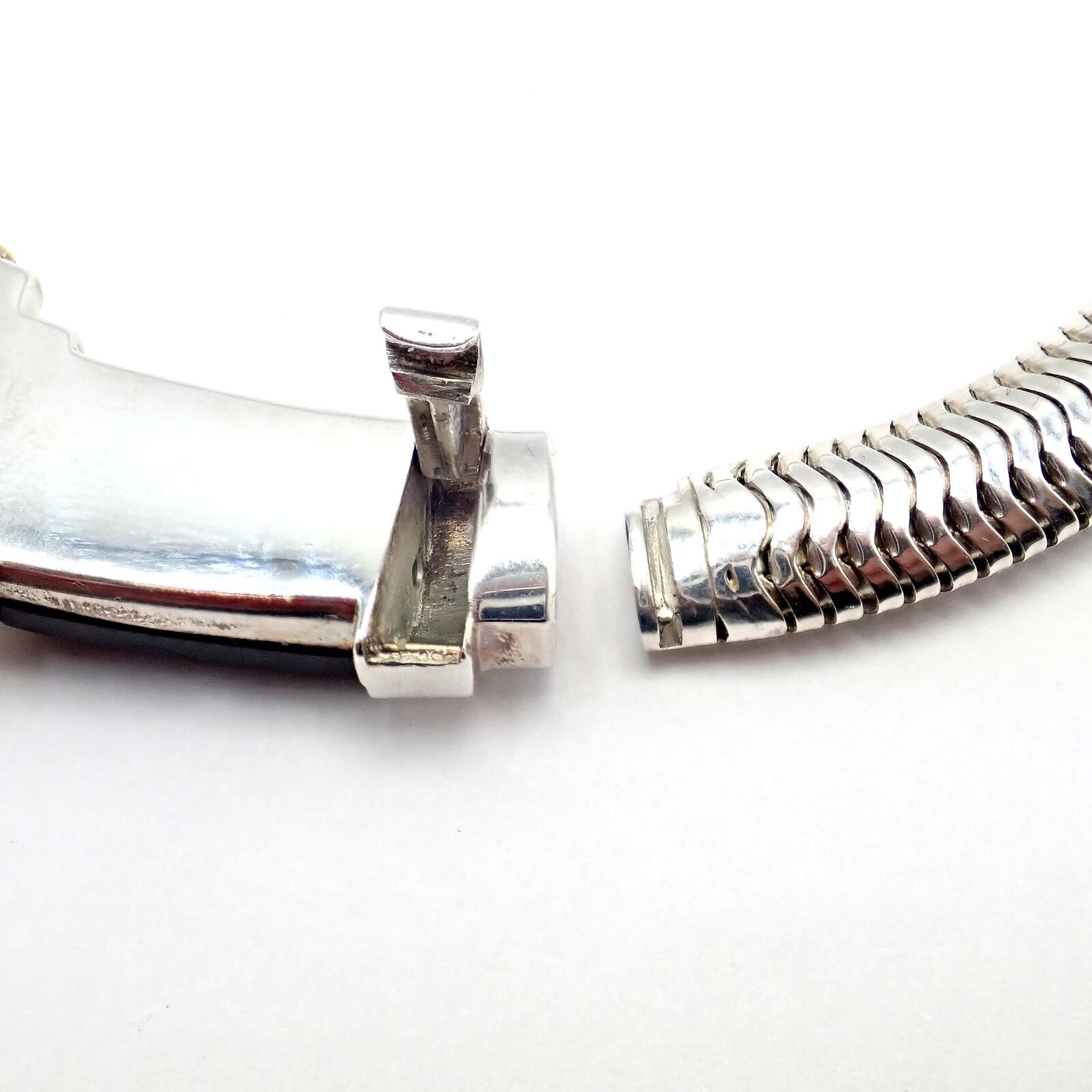 Authentic! Vintage Cartier 18k Yellow Gold + Silver Art Deco Onyx Necklace | Fortrove