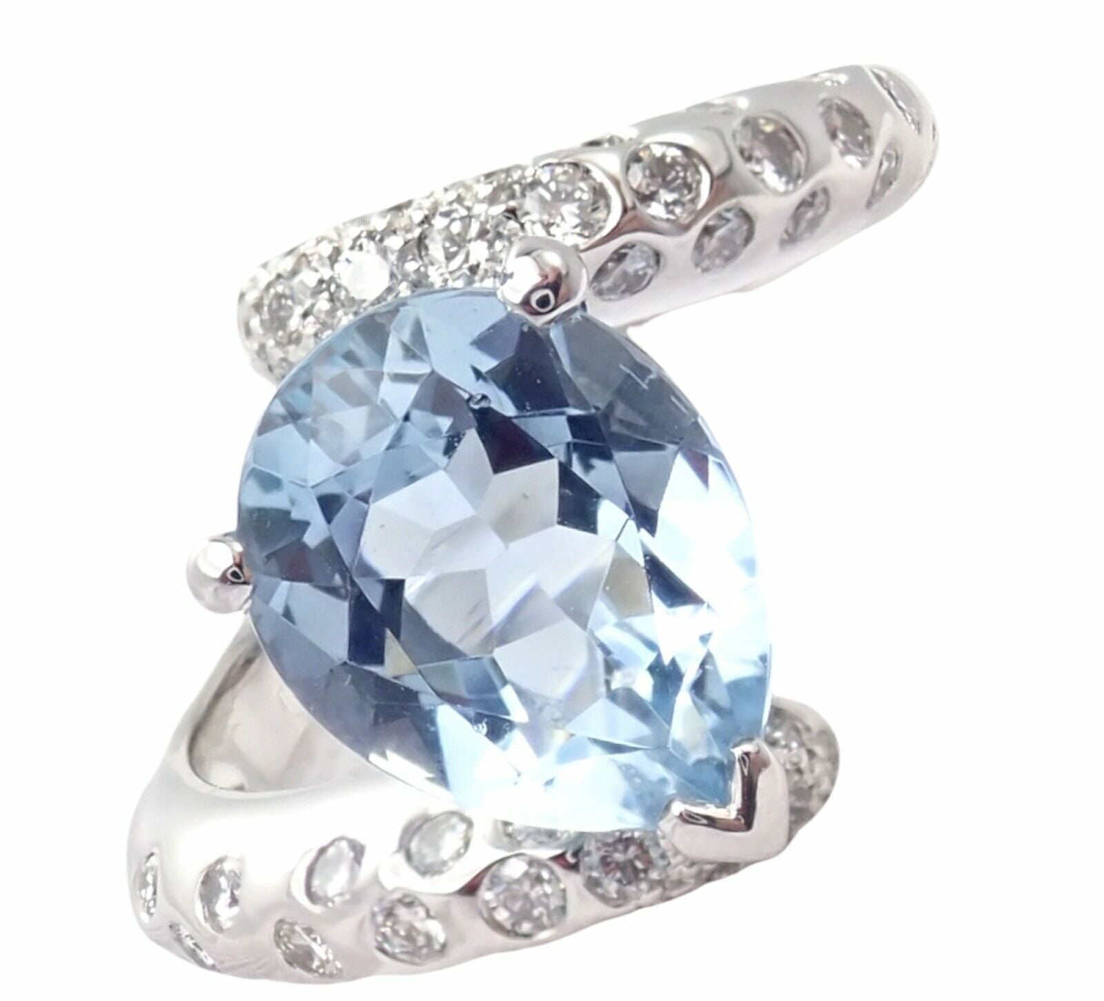 CHANEL Jewelry & Watches:Fine Jewelry:Rings Authentic! Chanel Comete Star 18k White Gold Diamond 2.25ct Aquamarine Ring
