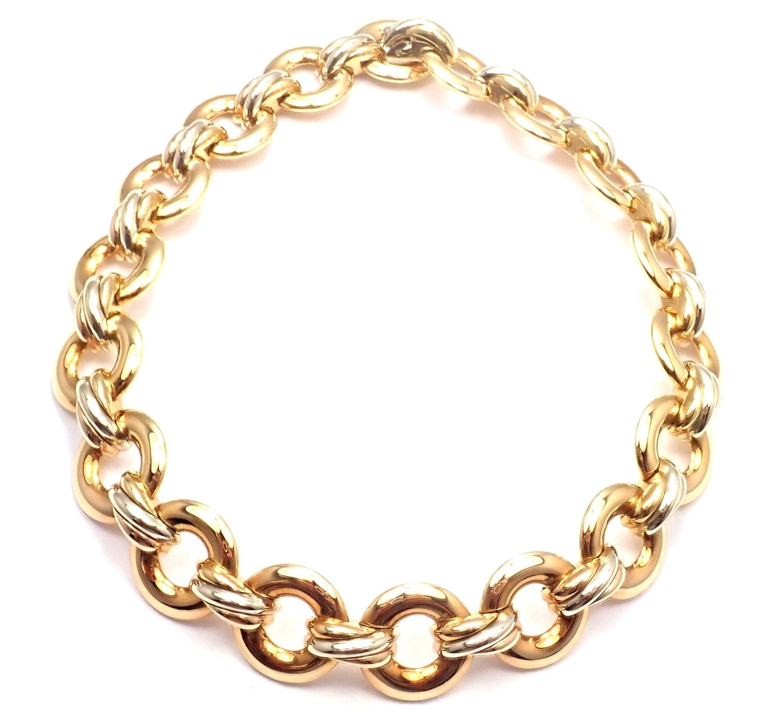 Rare! Authentic Cartier Trinity 18k Multi Color Gold Round Link Necklace | Fortrove